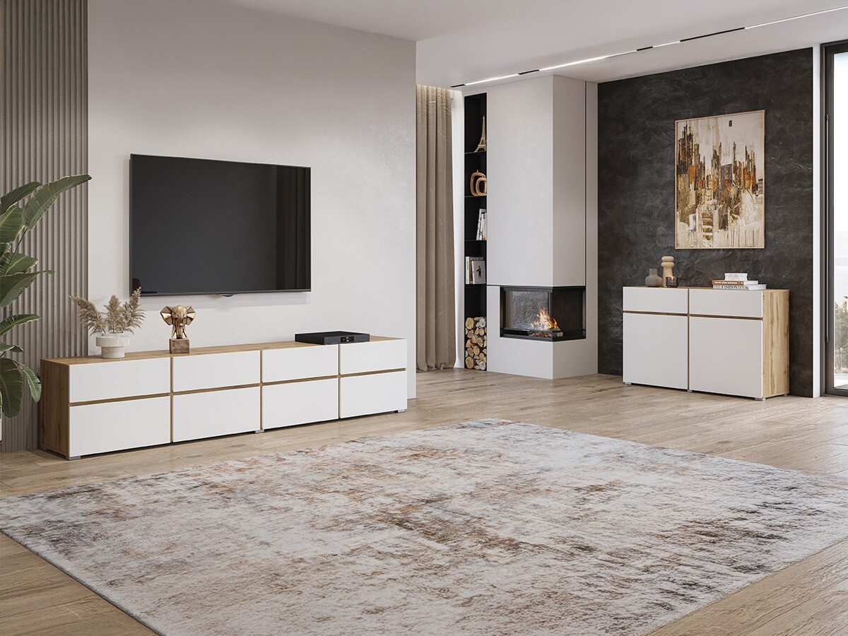 Parete attrezzata Alfere 107 (Quercia di Wotan + Bianco)