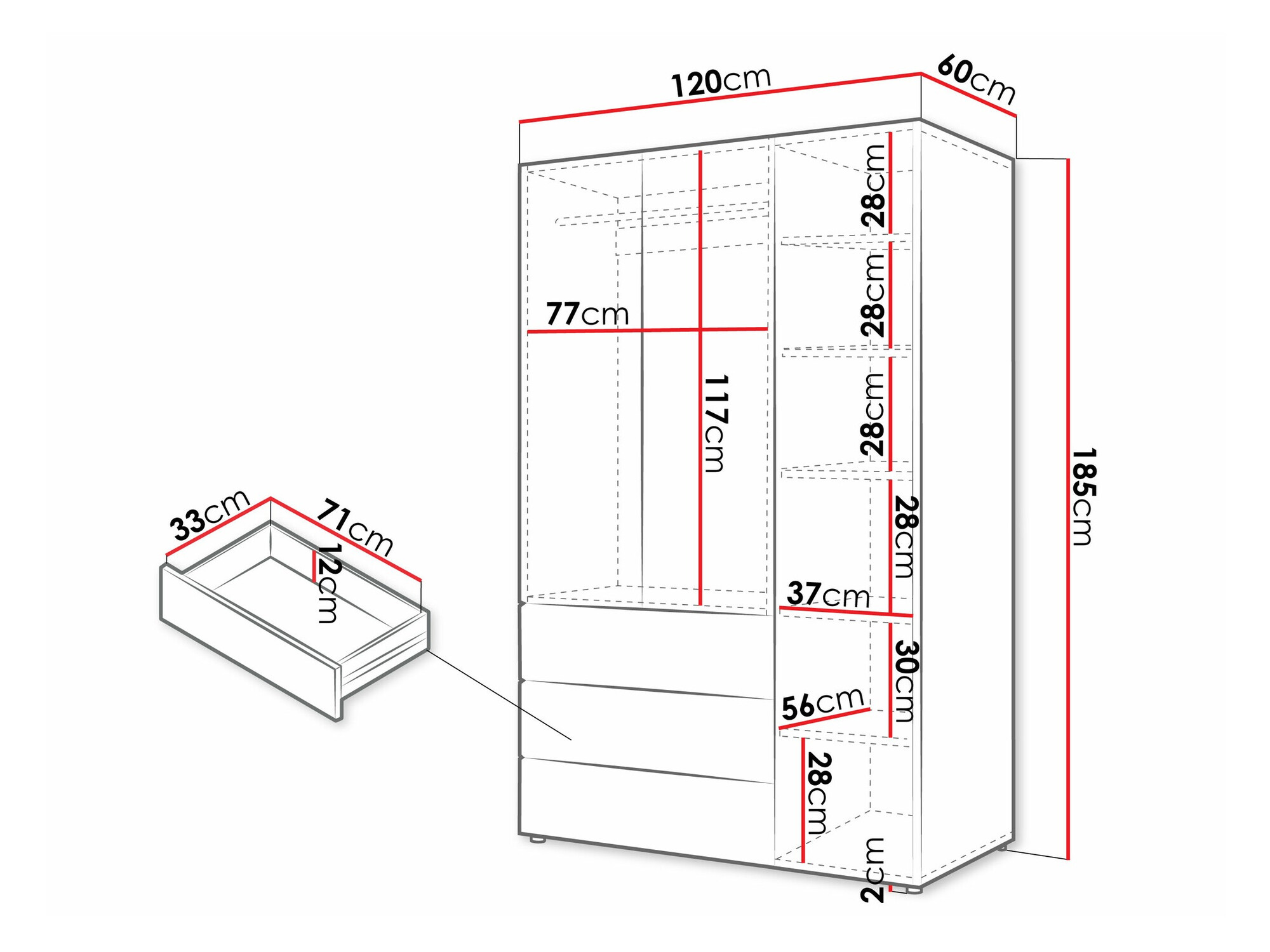 Armadio Domcali 100 (Grigio + Quercia)