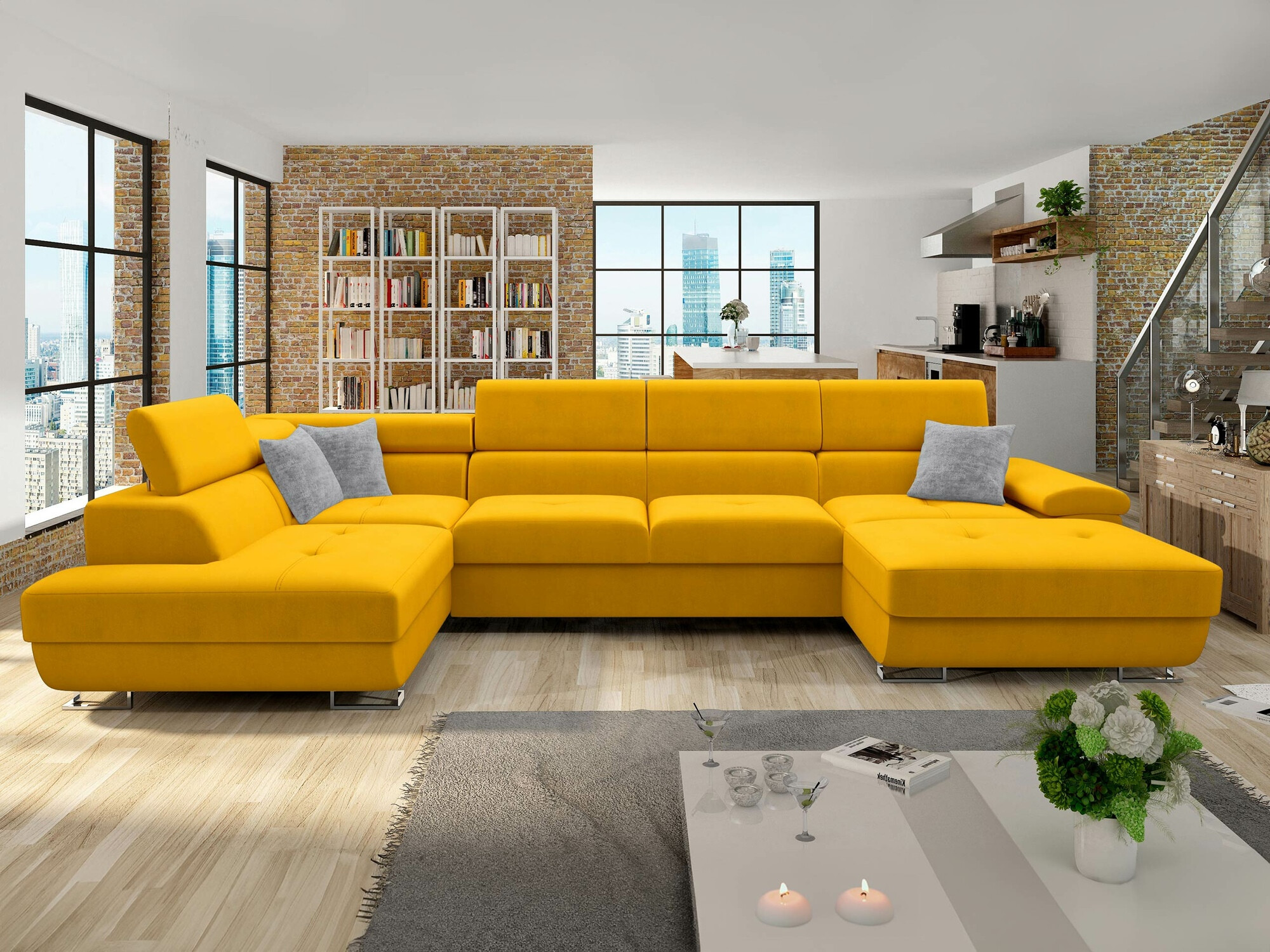 Divano angolare Comfivo Ruta VI (Venus Velvet 2916 + Miu 2059)