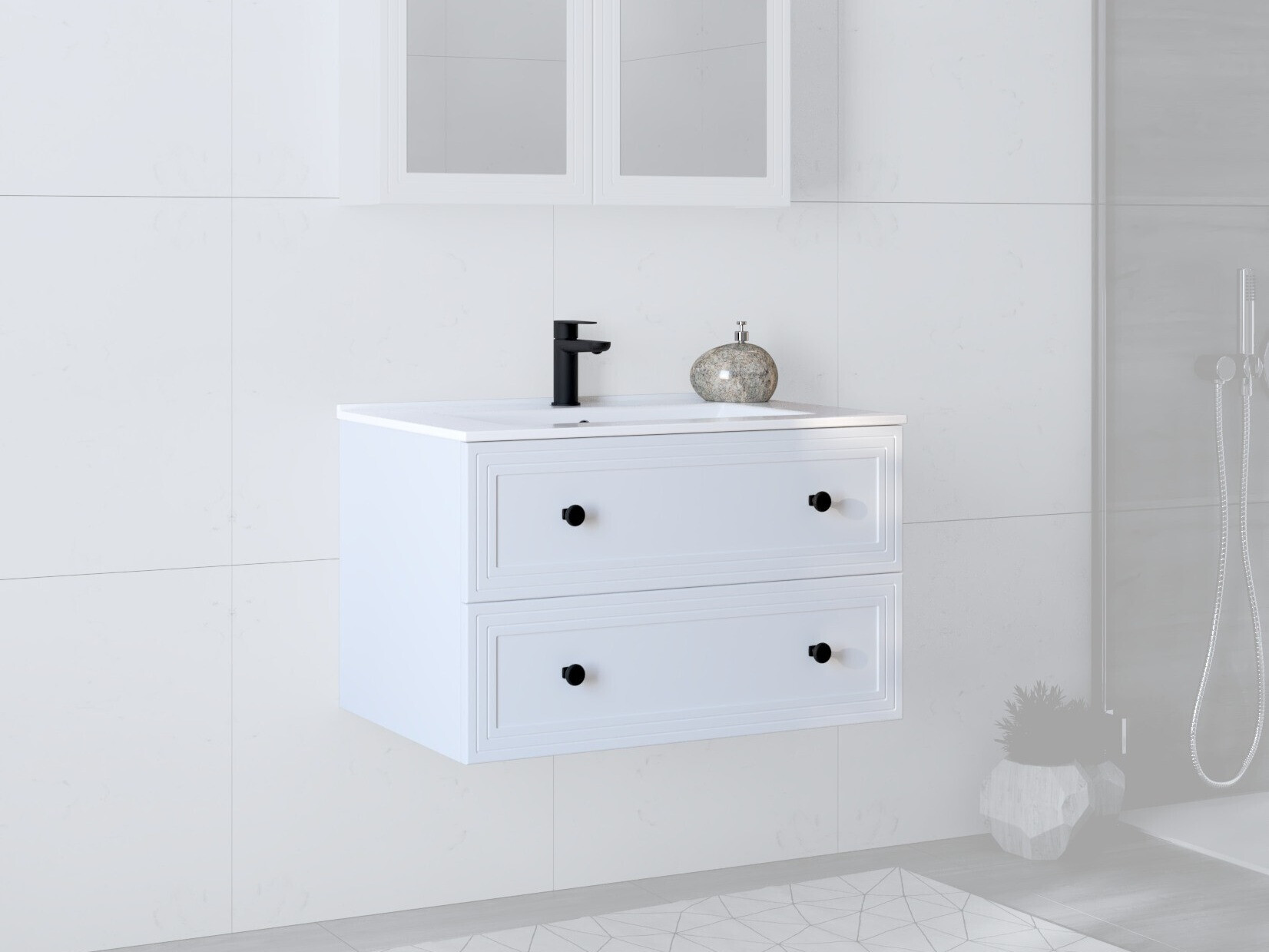 Comodino da bagno per lavandino Fiovele 104 (Bianco)
