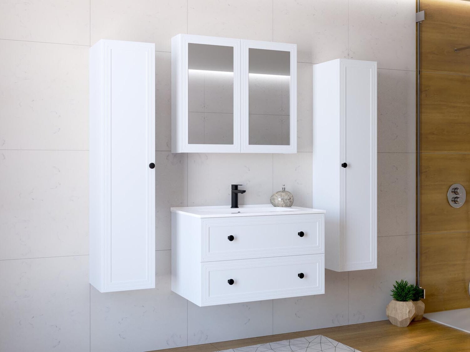 Comodino da bagno per lavandino Fiovele 104 (Bianco)