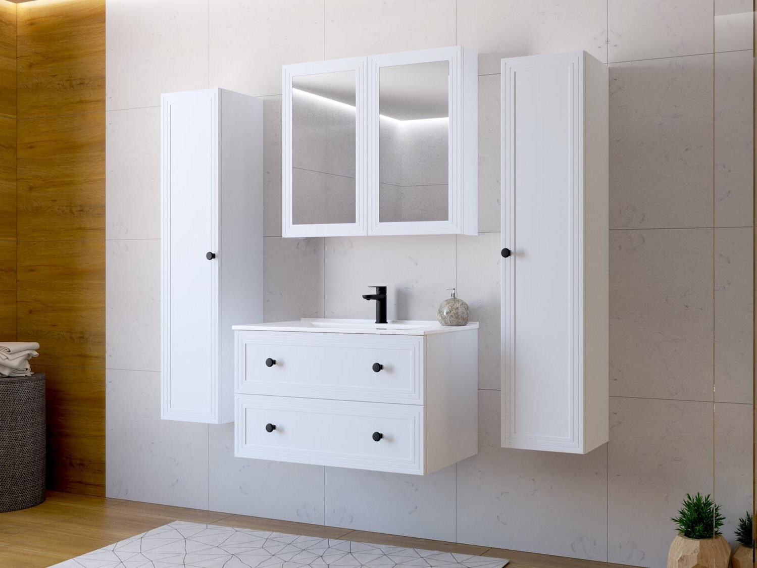 Comodino da bagno per lavandino Fiovele 104 (Bianco)