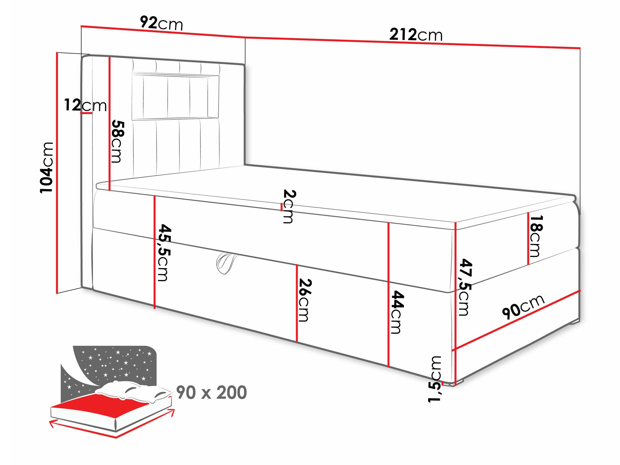 Letto continentale Lucus V (Soft 017 + Fresh 11)
