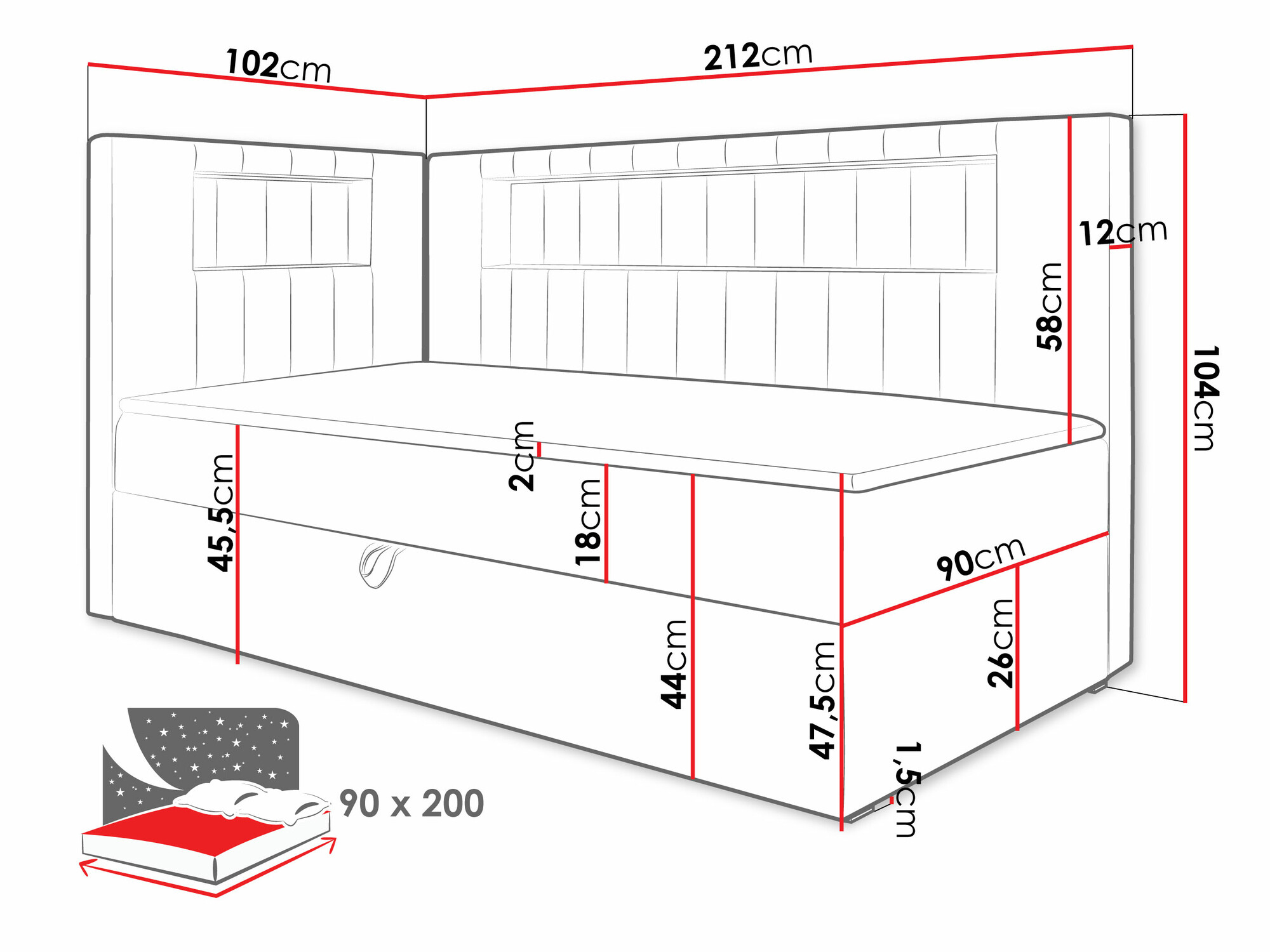 Letto continentale Lucus VIII (Soft 017 + Fresh 8)