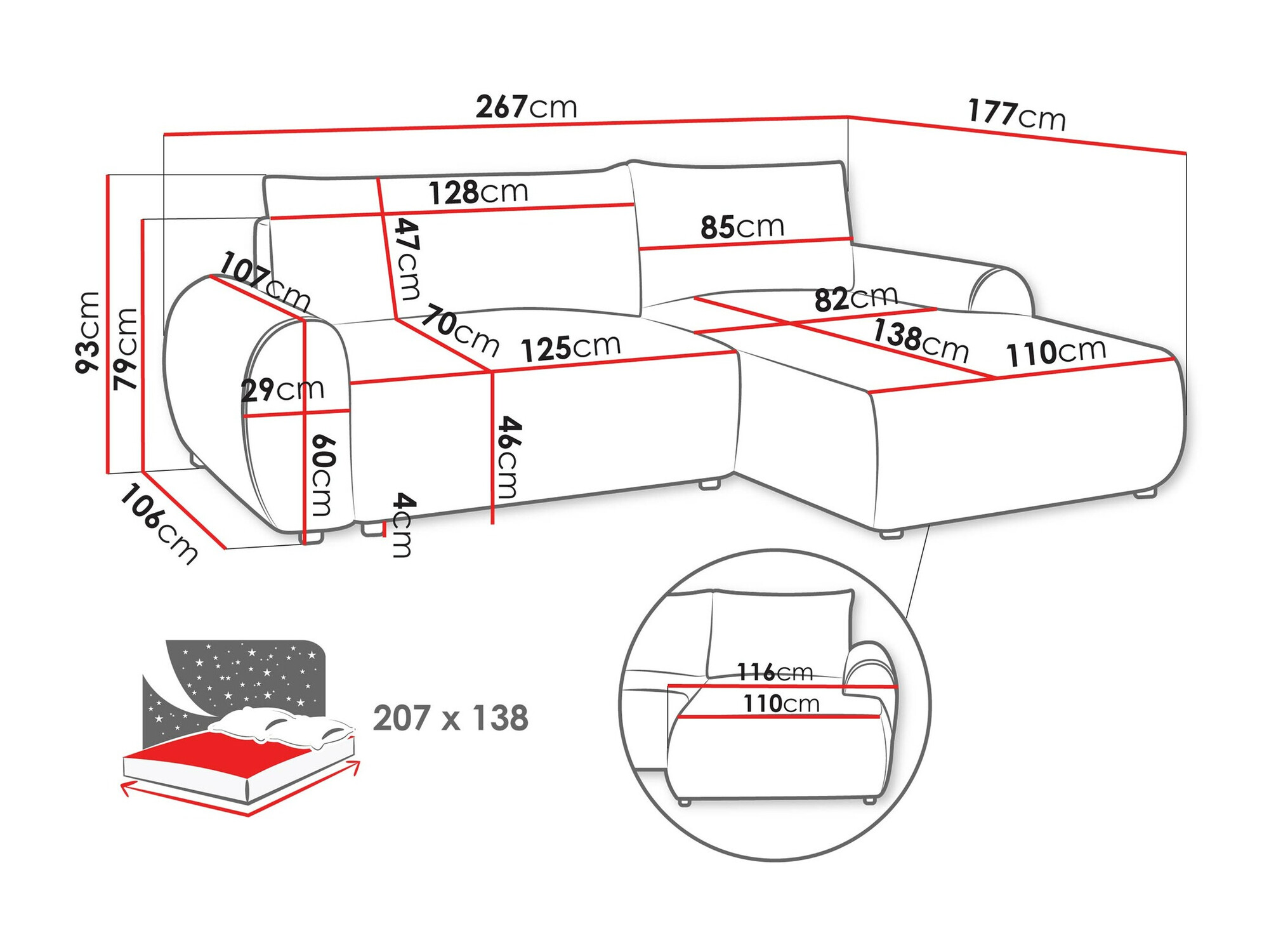 Divano angolare TrendyNest Strigina (Tilia 86)