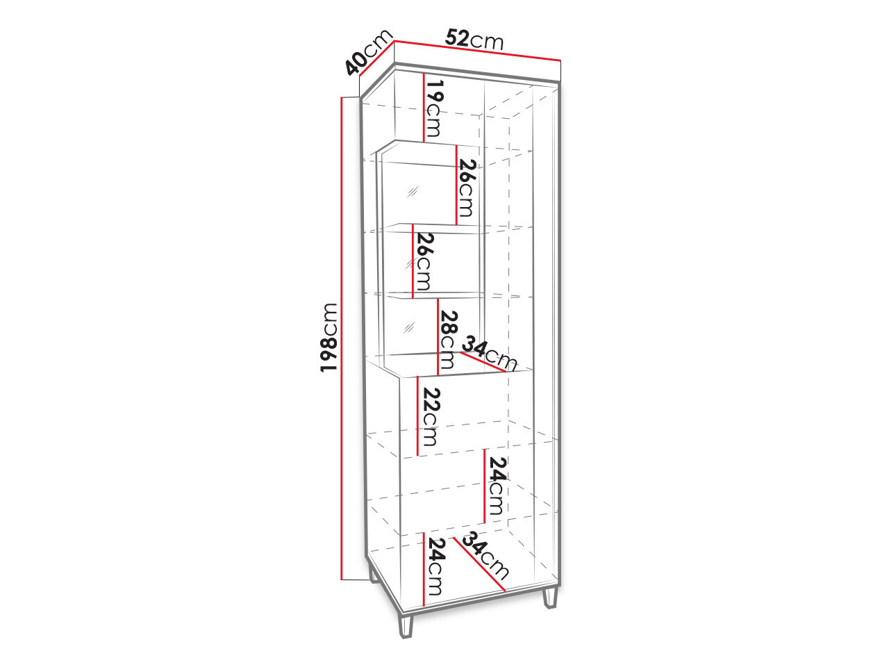 Scaffale Florem I (Bianco + Bianco lucido + Nero lucido)