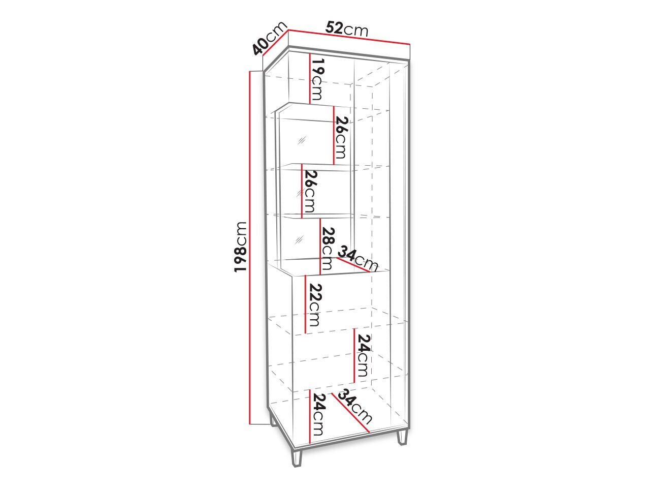 Scaffale Florem I (Bianco + Bianco lucido)