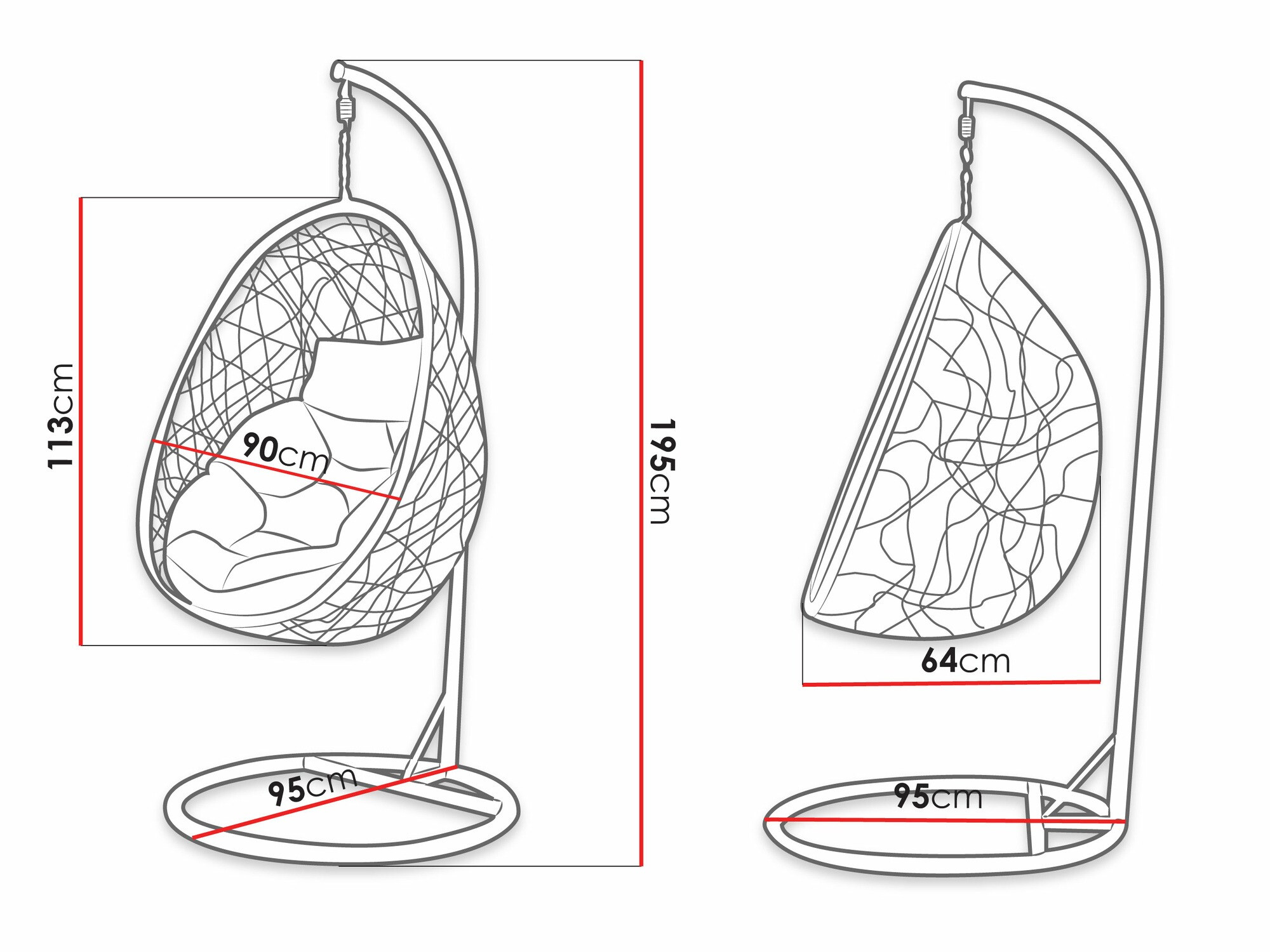 Sedia sospesa Miami 307 (Nero + Crema)