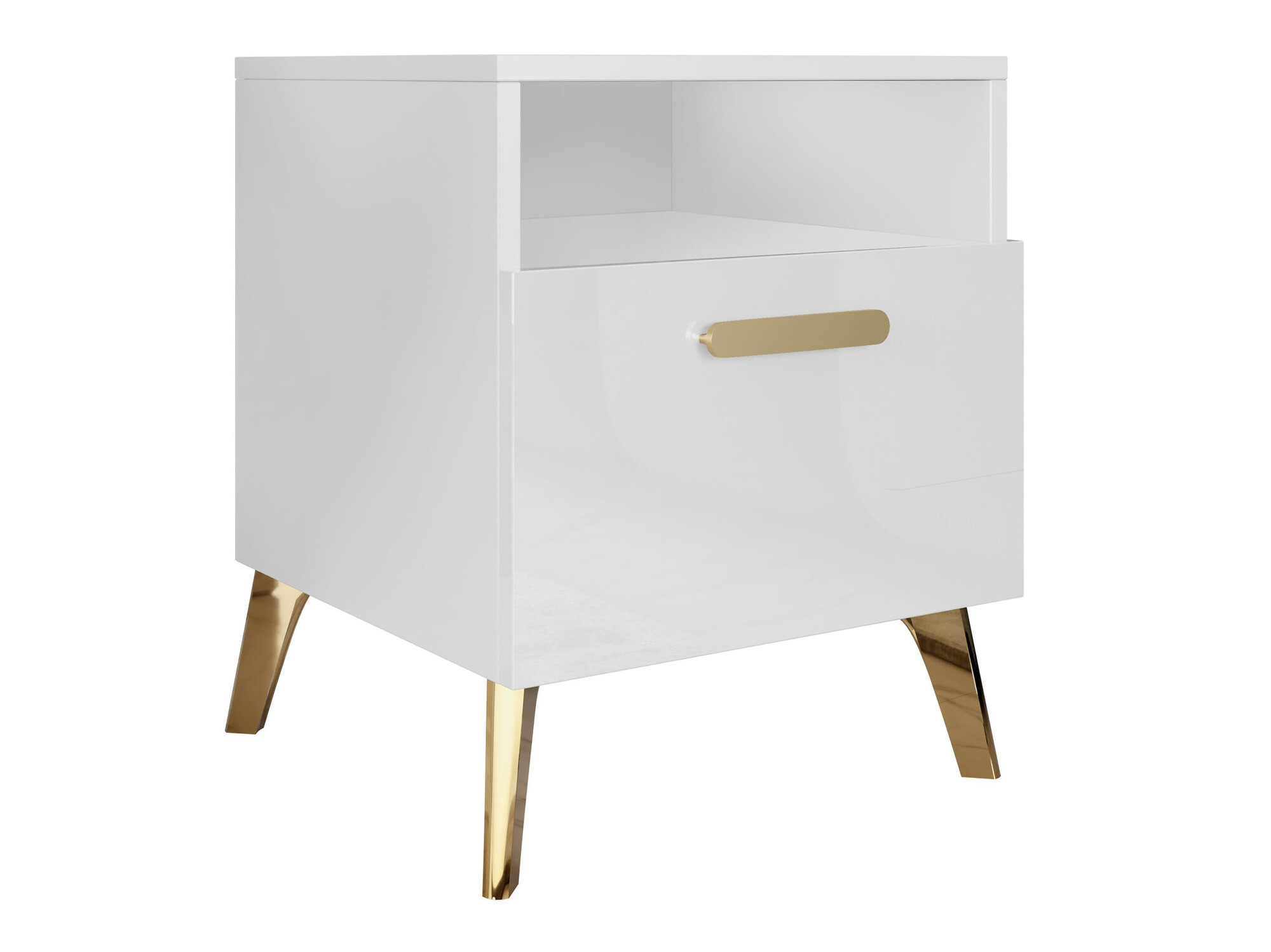 Comodino Comfivo Capella (Bianco + Bianco lucido)
