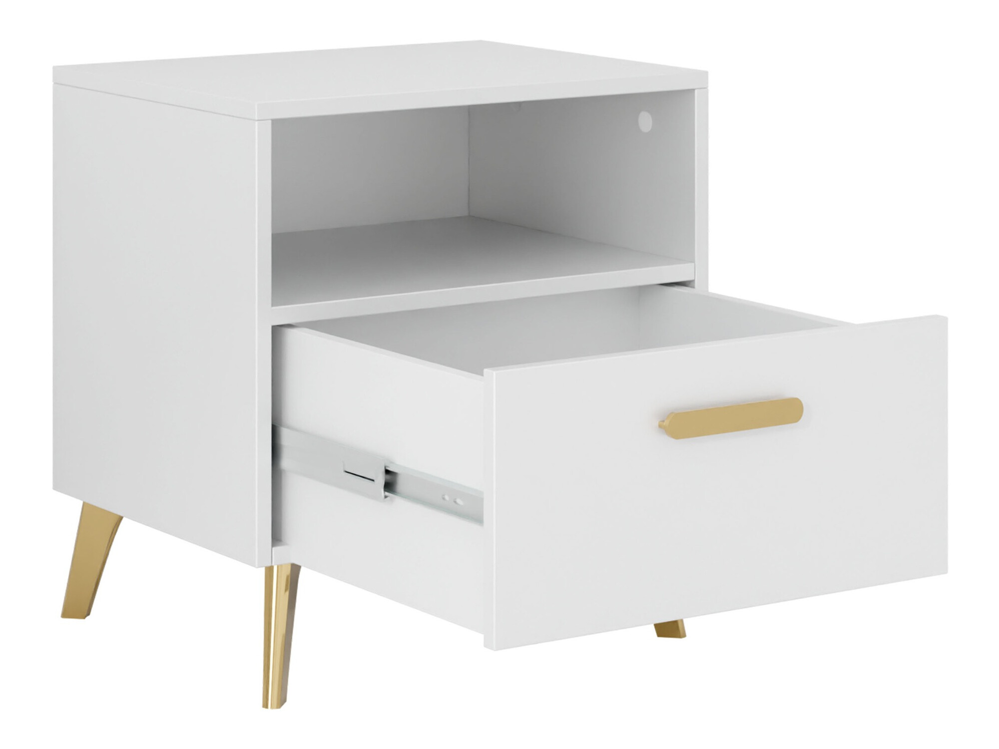 Comodino Comfivo Capella (Bianco + Bianco lucido)