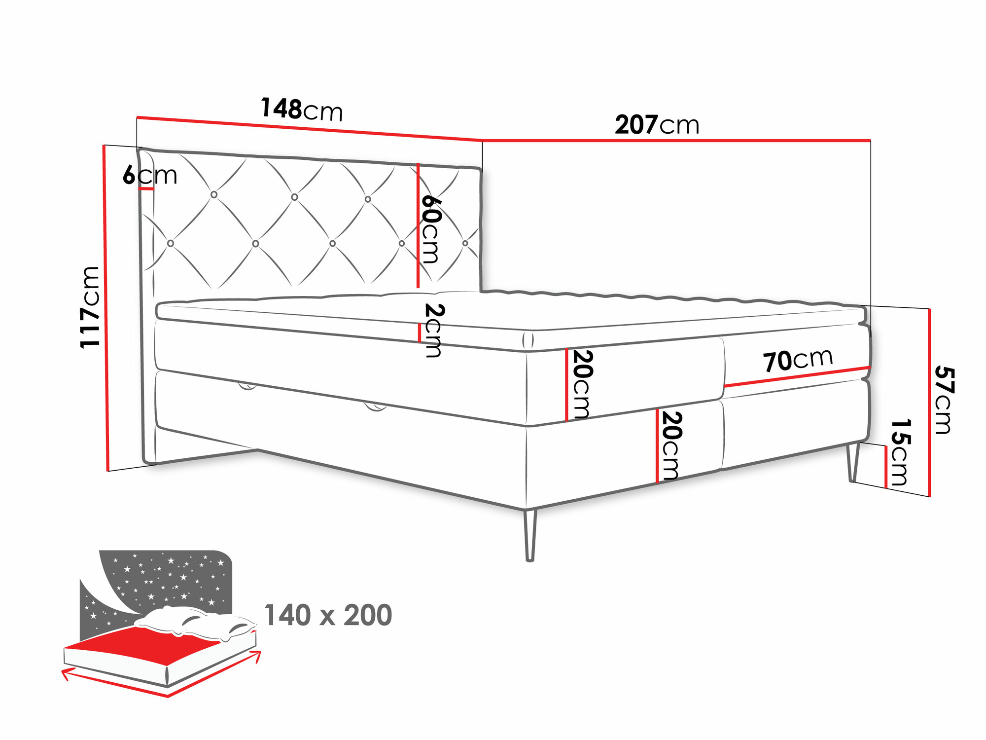 Letto continentale ComfiDream Myrel (Verita 52)