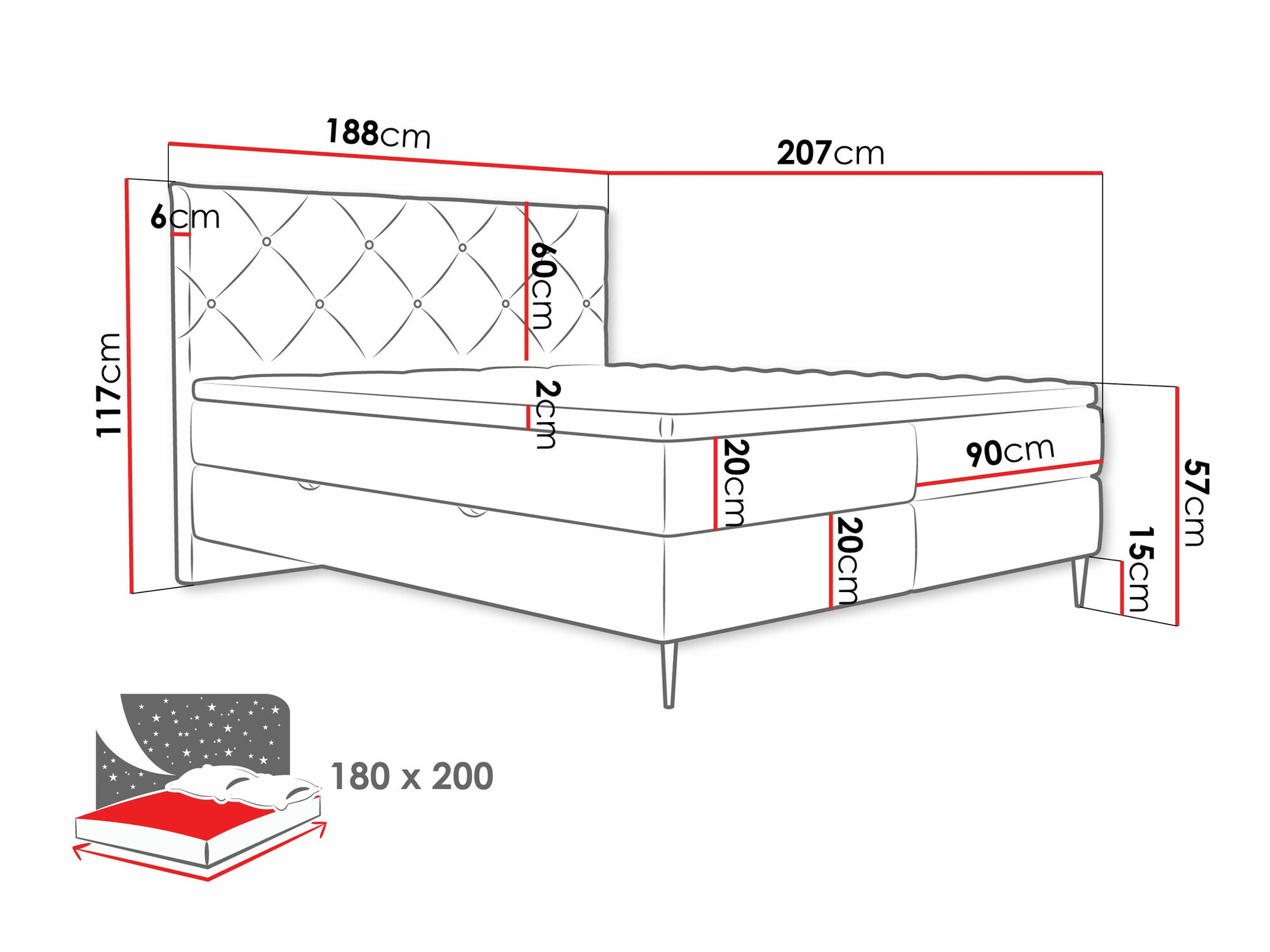 Letto continentale ComfiDream Myrel (Verita 03)