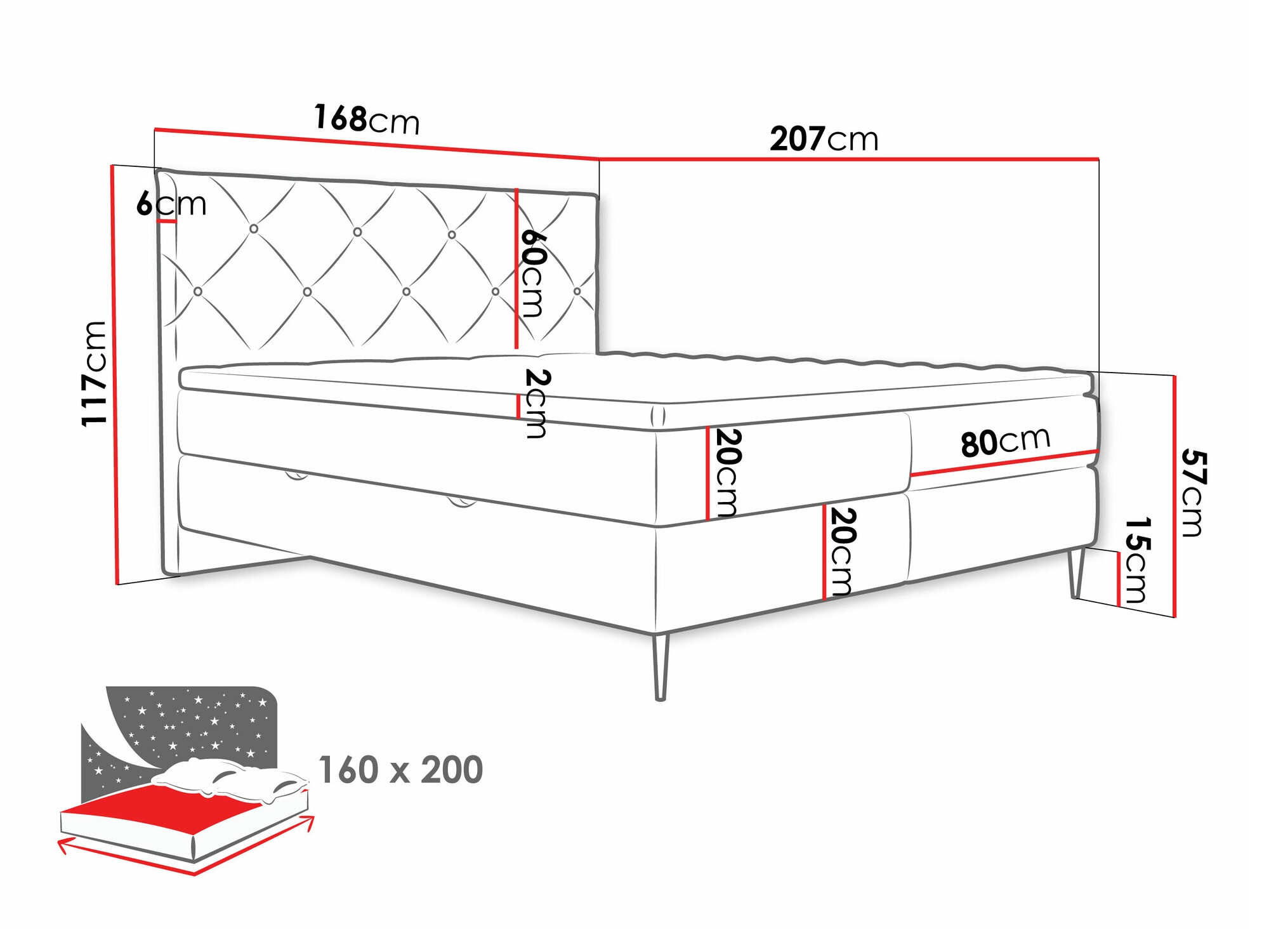 Letto continentale ComfiDream Myrel (Verita 16)