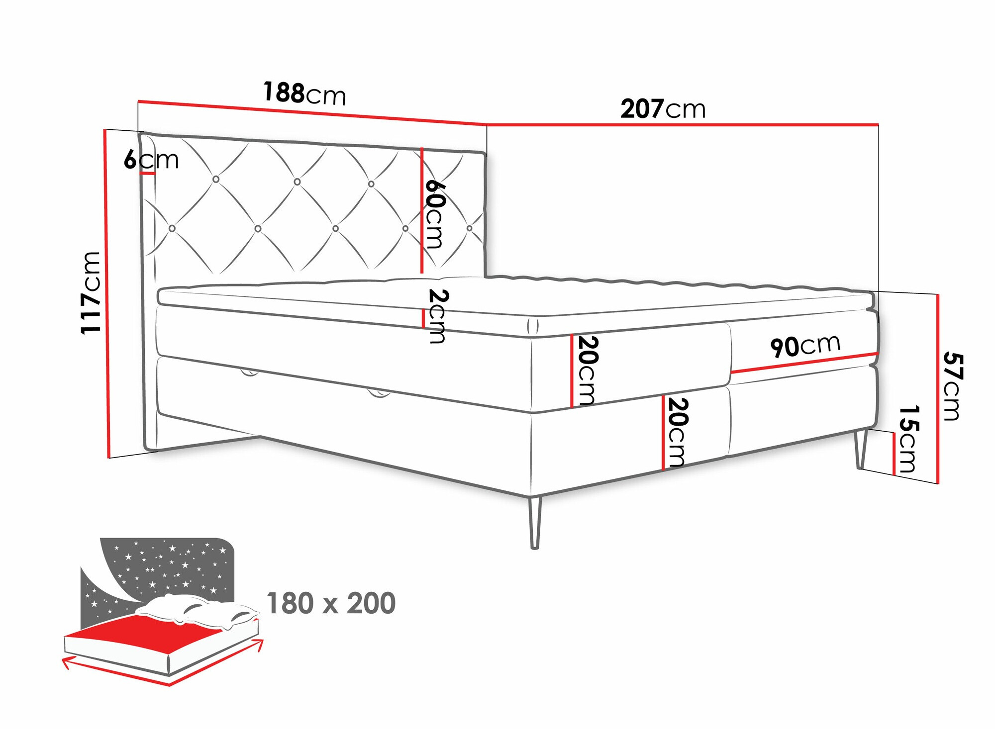 Letto continentale ComfiDream Myrel (Verita 16)