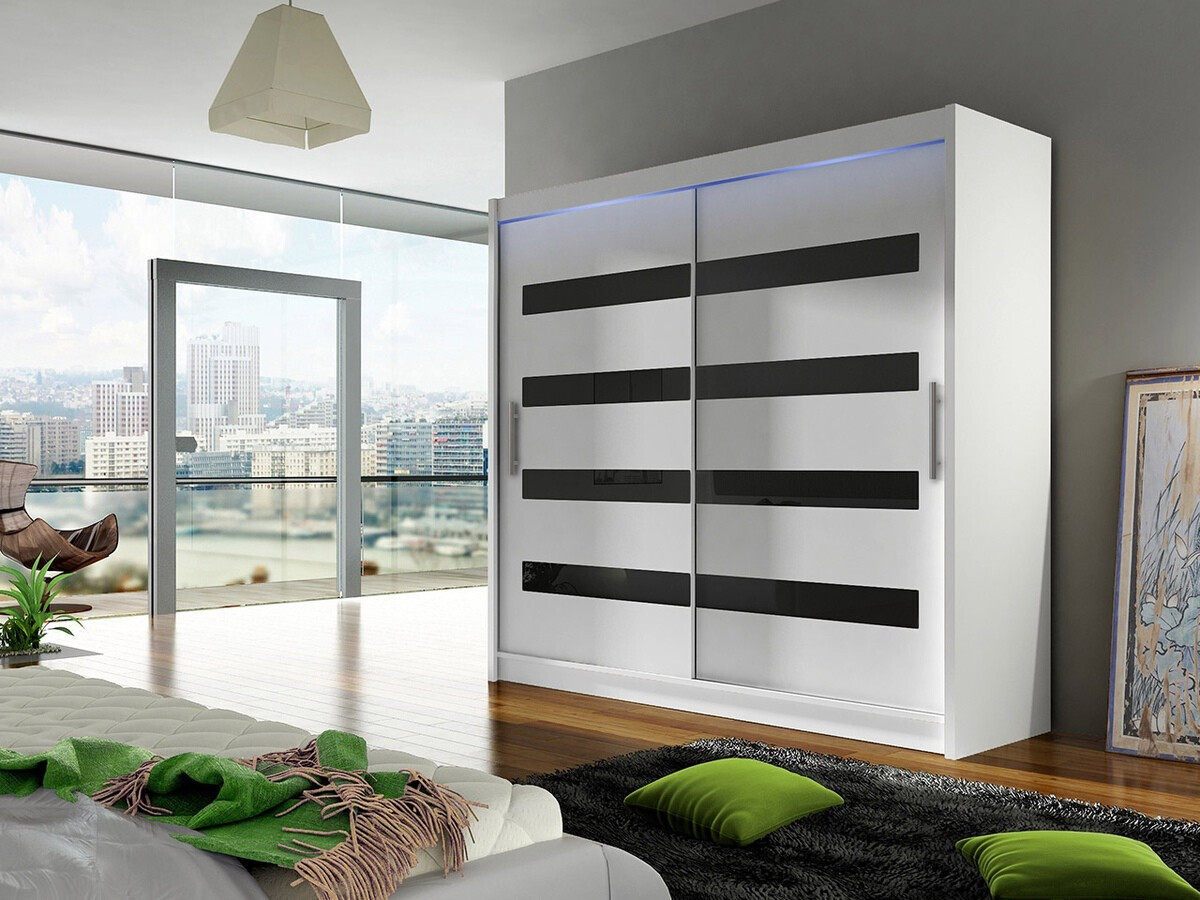 Armadio Closico Pallor XI (Bianco + Nero lucido)