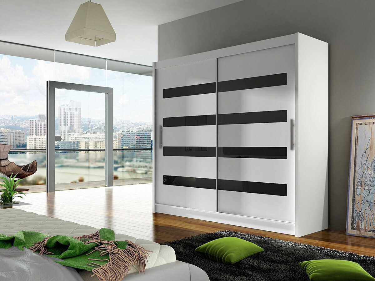 Armadio Closico Pallor XI (Bianco + Nero lucido)