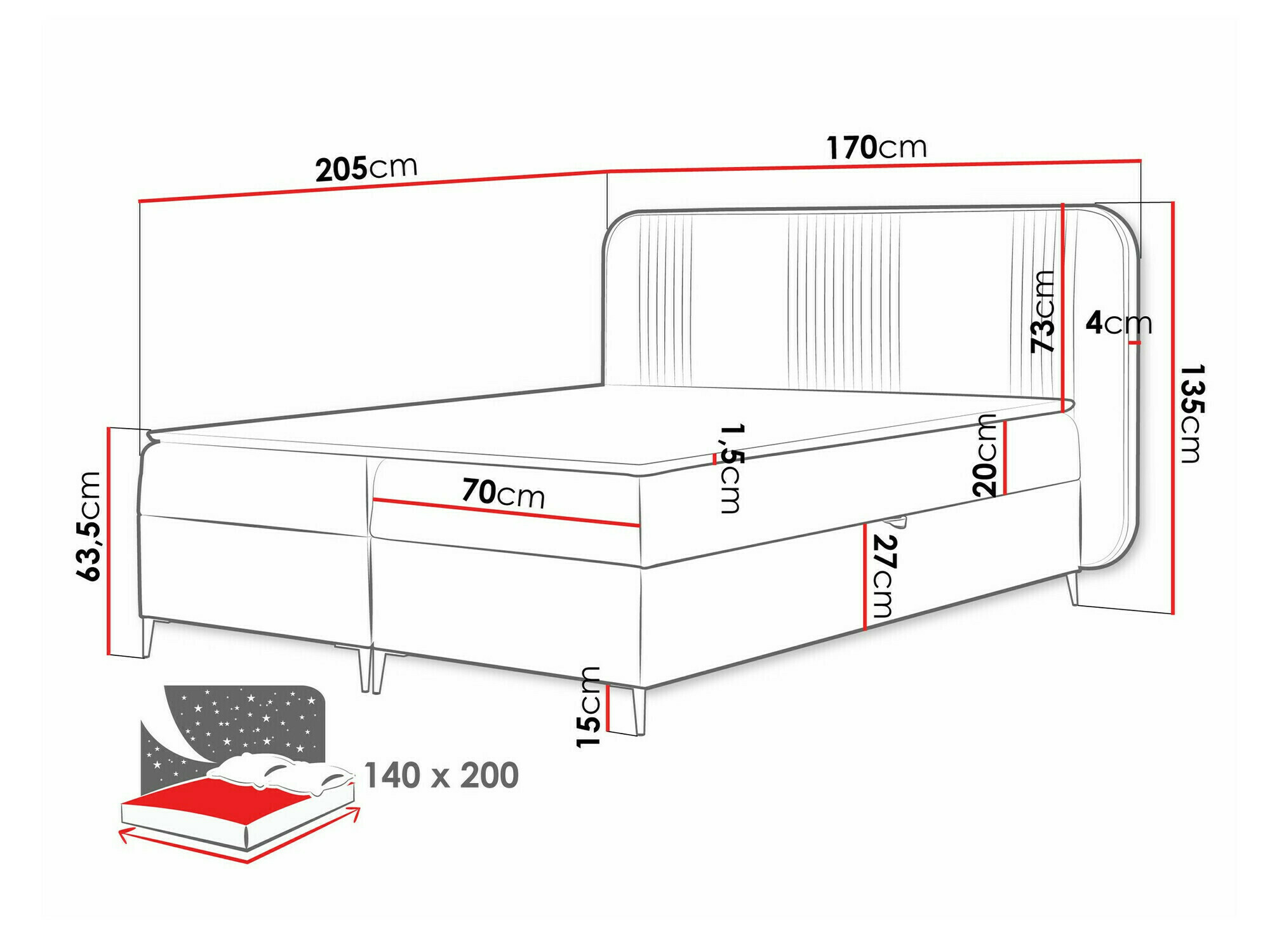 Letto continentale Sonus (Magic Velvet 2216)