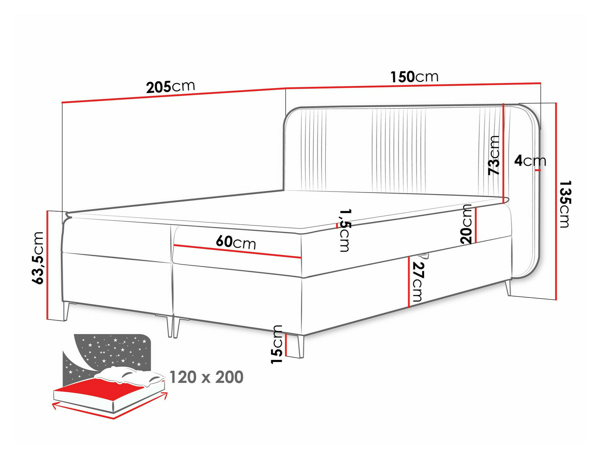 Letto continentale Sonus (Magic Velvet 2216)