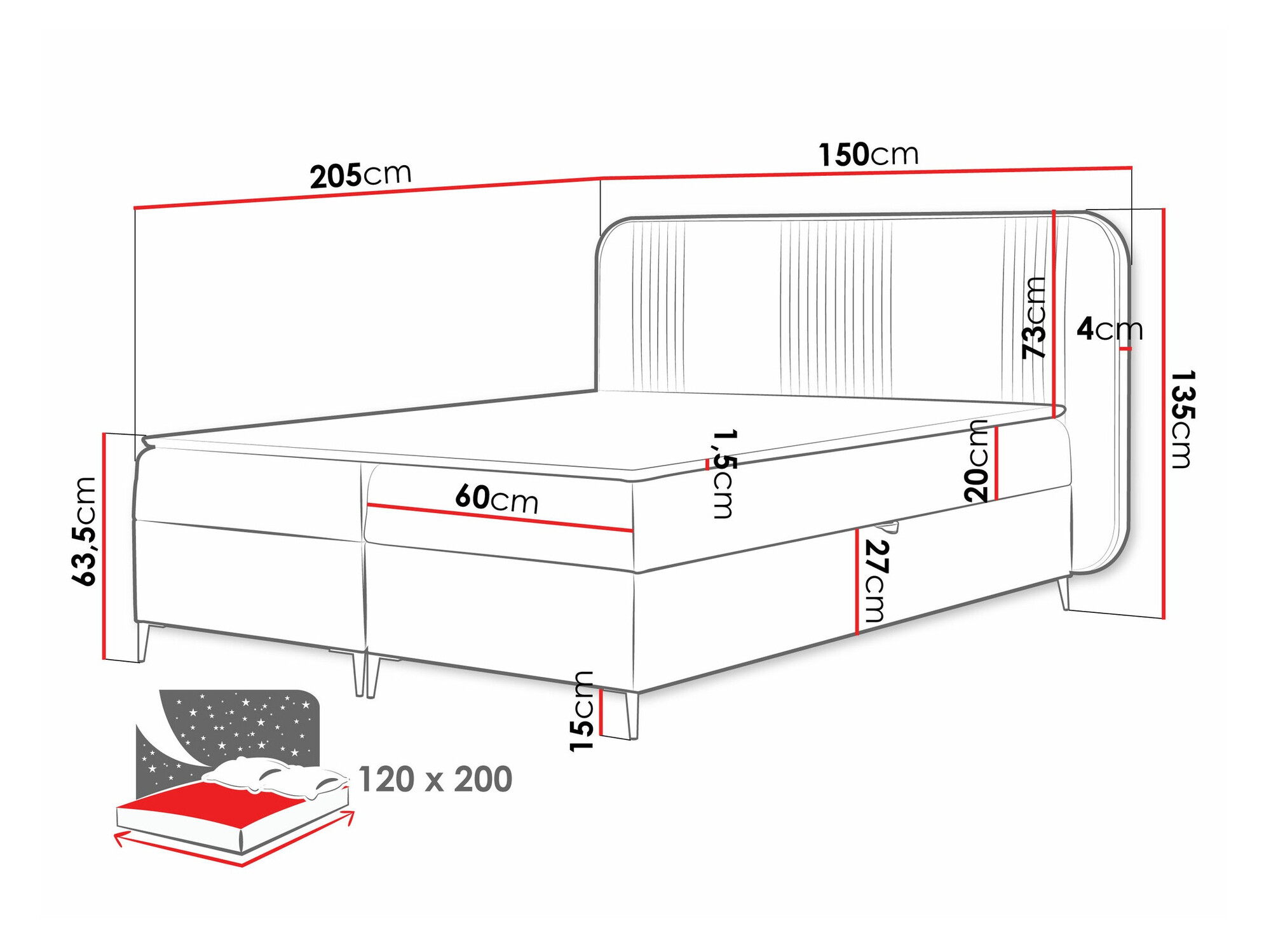 Letto continentale Sonus (Magic Velvet 2217)