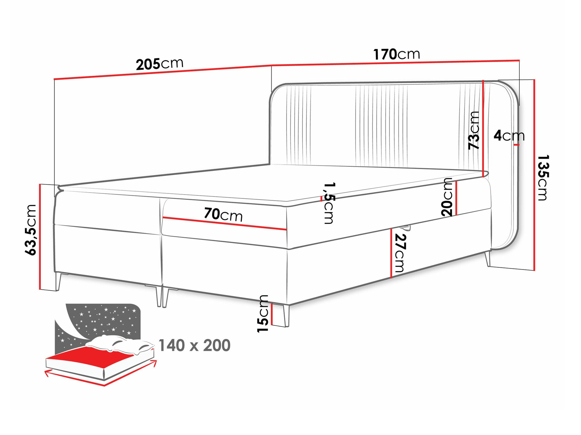 Letto continentale Sonus (Magic Velvet 2217)