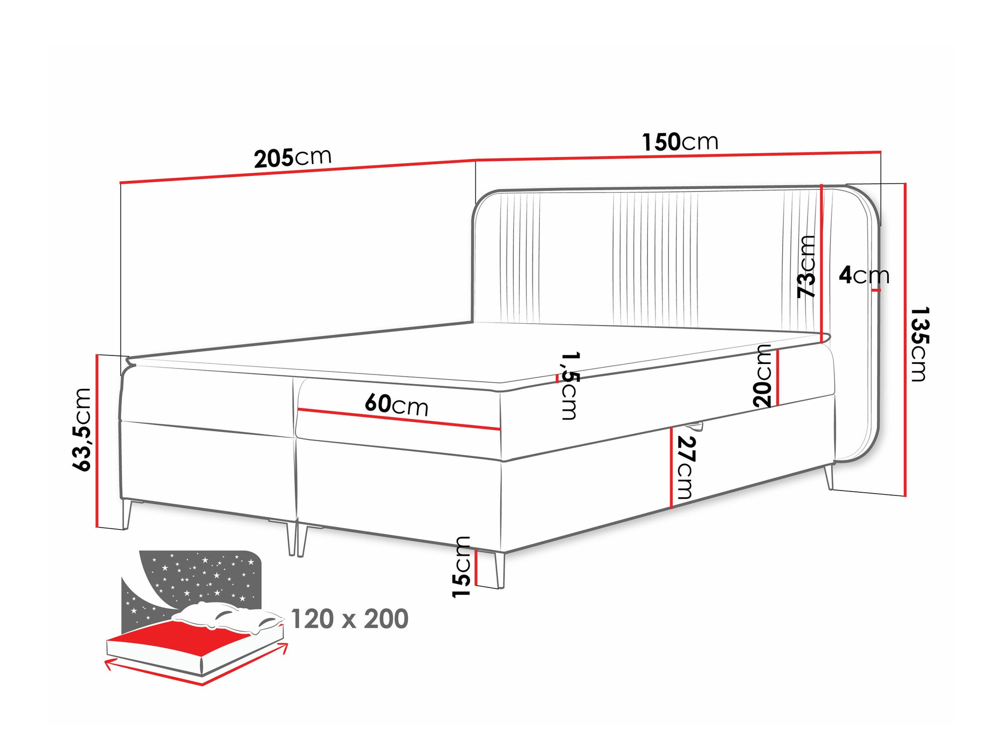 Letto continentale Sonus (Magic Velvet 2219)