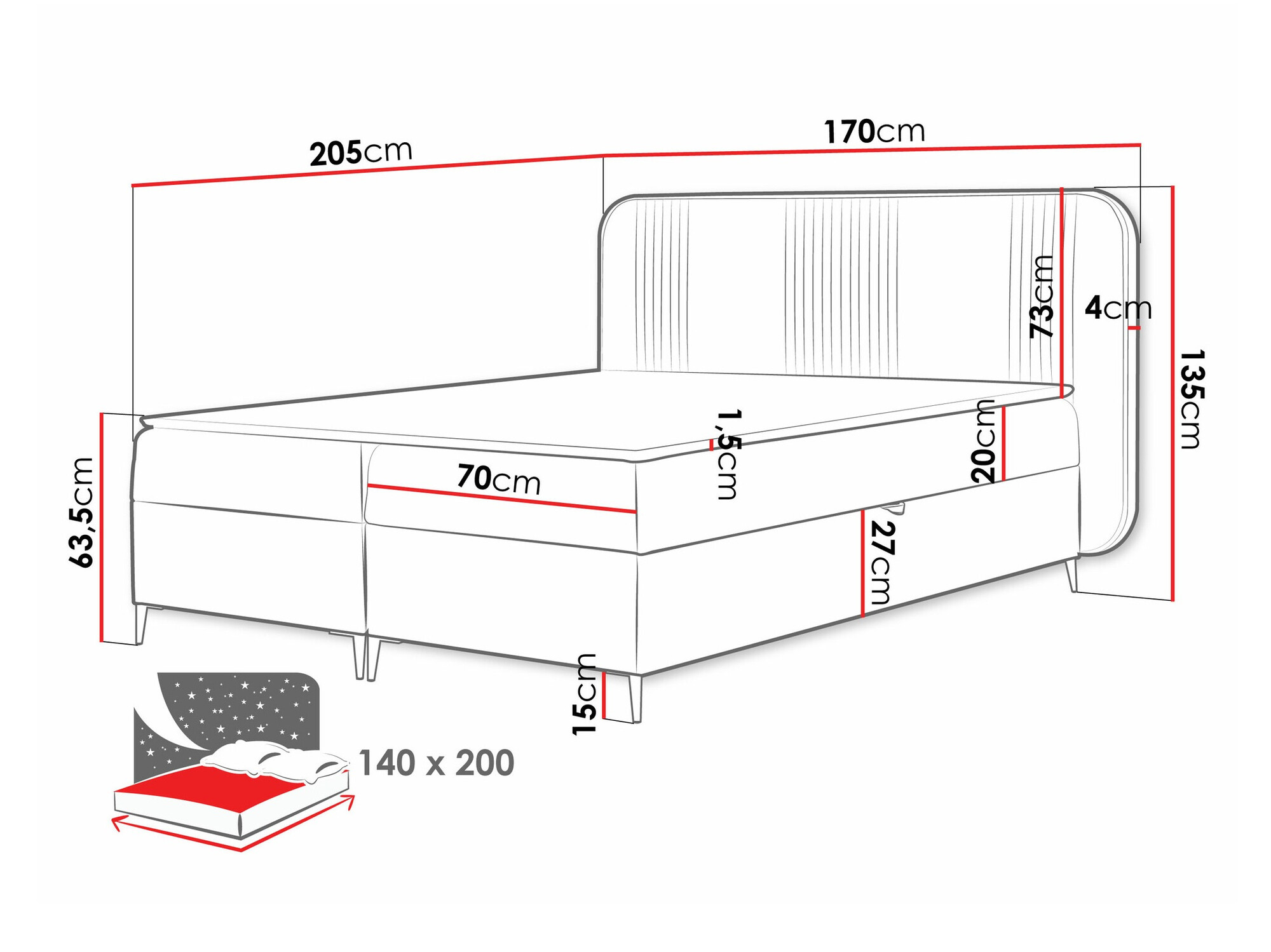Letto continentale Sonus (Magic Velvet 2219)