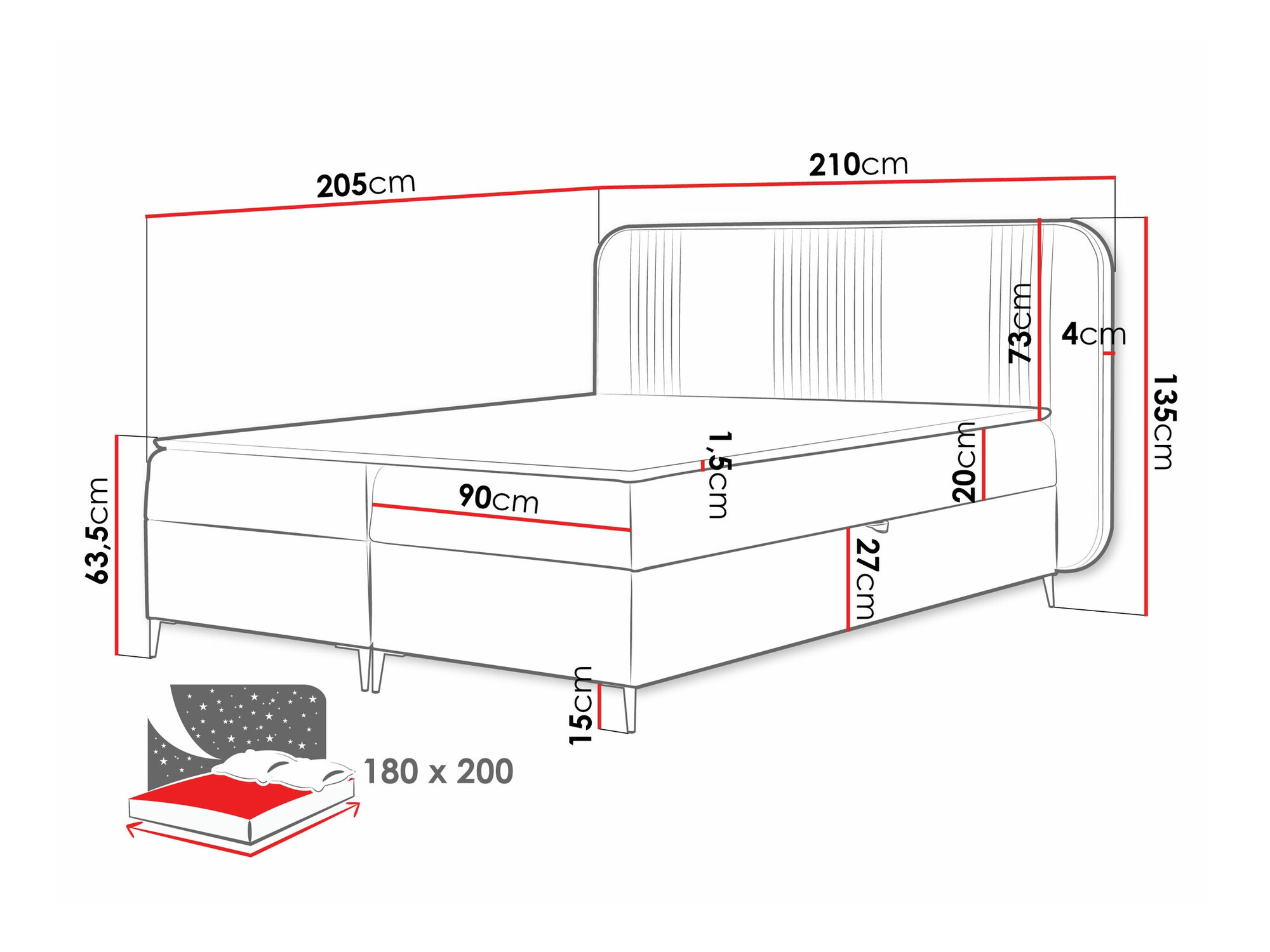 Letto continentale Sonus (Magic Velvet 2219)