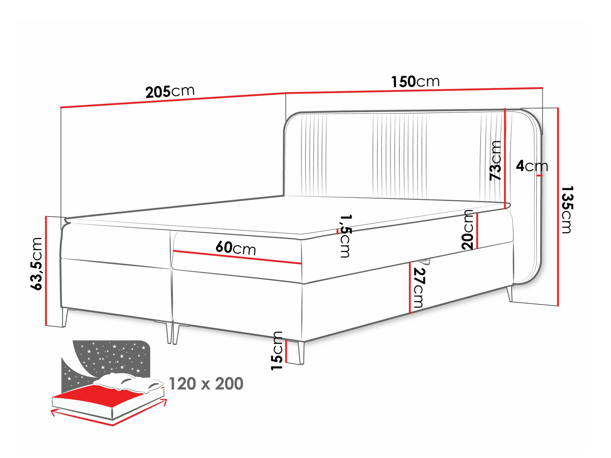 Letto continentale Sonus (Magic Velvet 2225)