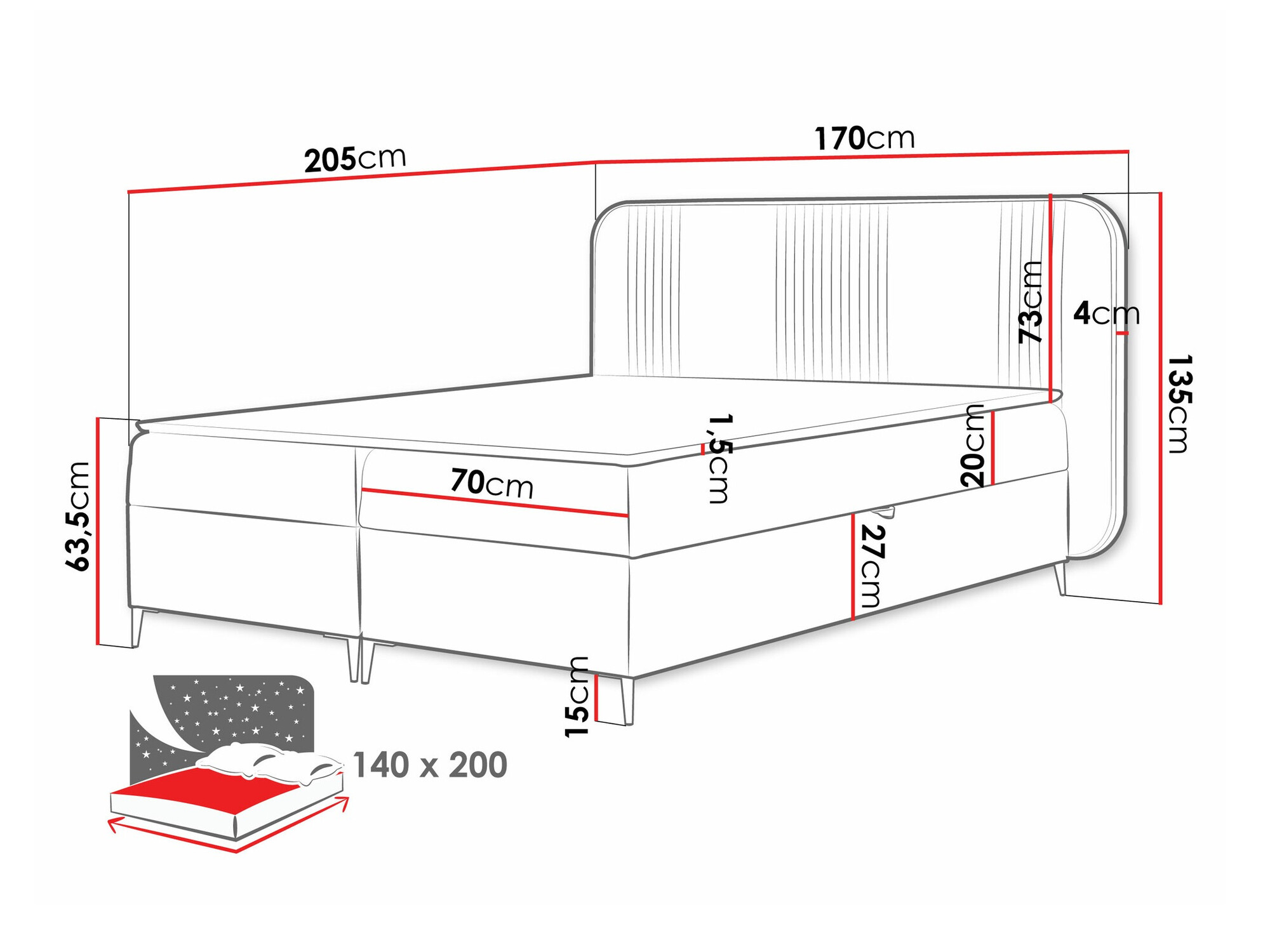 Letto continentale Sonus (Magic Velvet 2225)