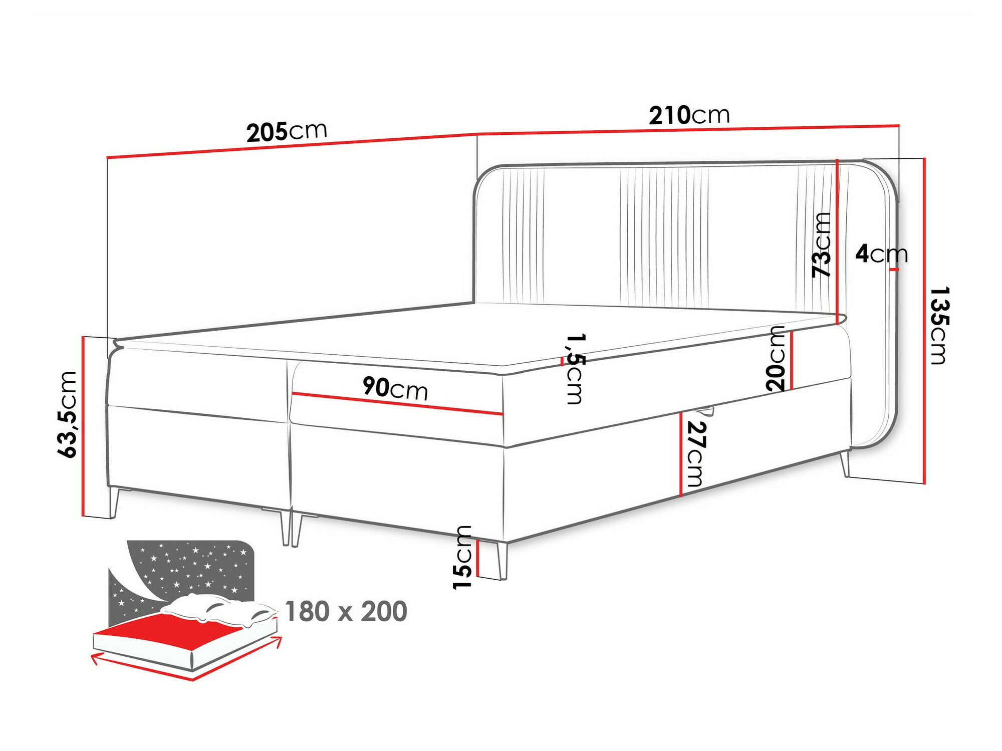 Letto continentale Sonus (Magic Velvet 2225)