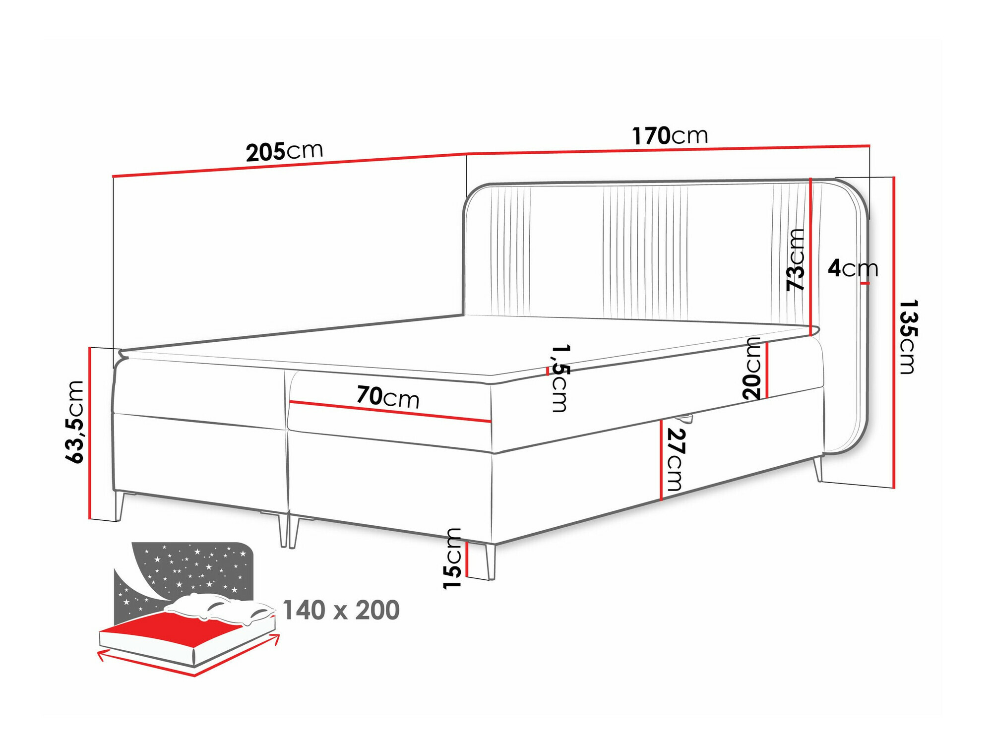 Letto continentale Sonus (Magic Velvet 2239)