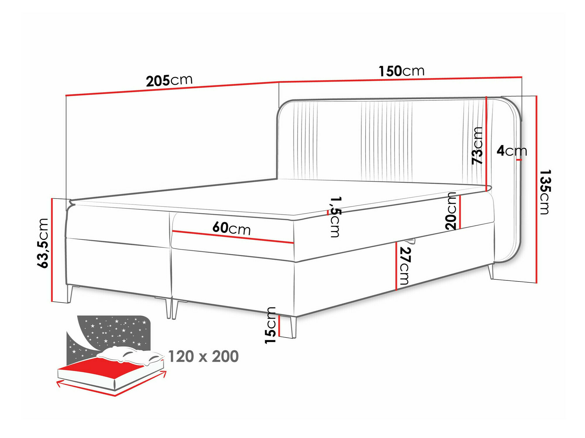 Letto continentale Sonus (Magic Velvet 2239)