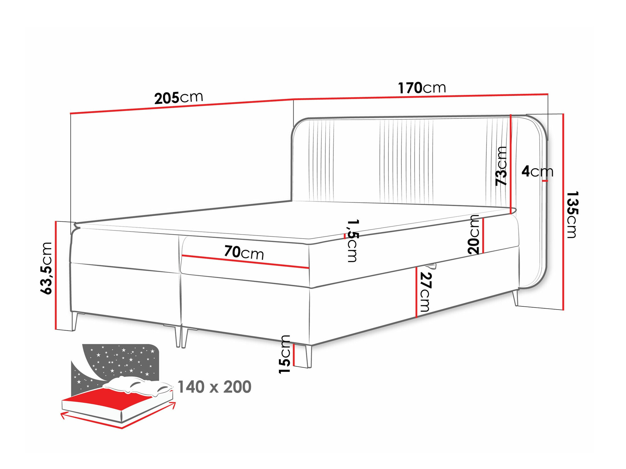 Letto continentale Sonus (Magic Velvet 2256)
