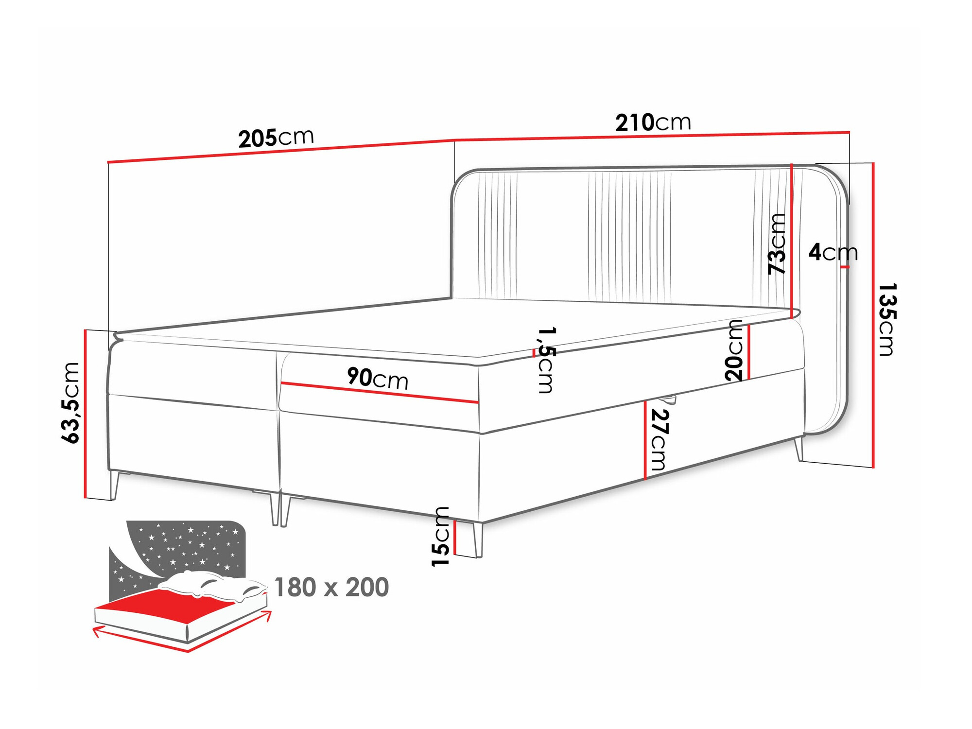 Letto continentale Sonus (Magic Velvet 2256)