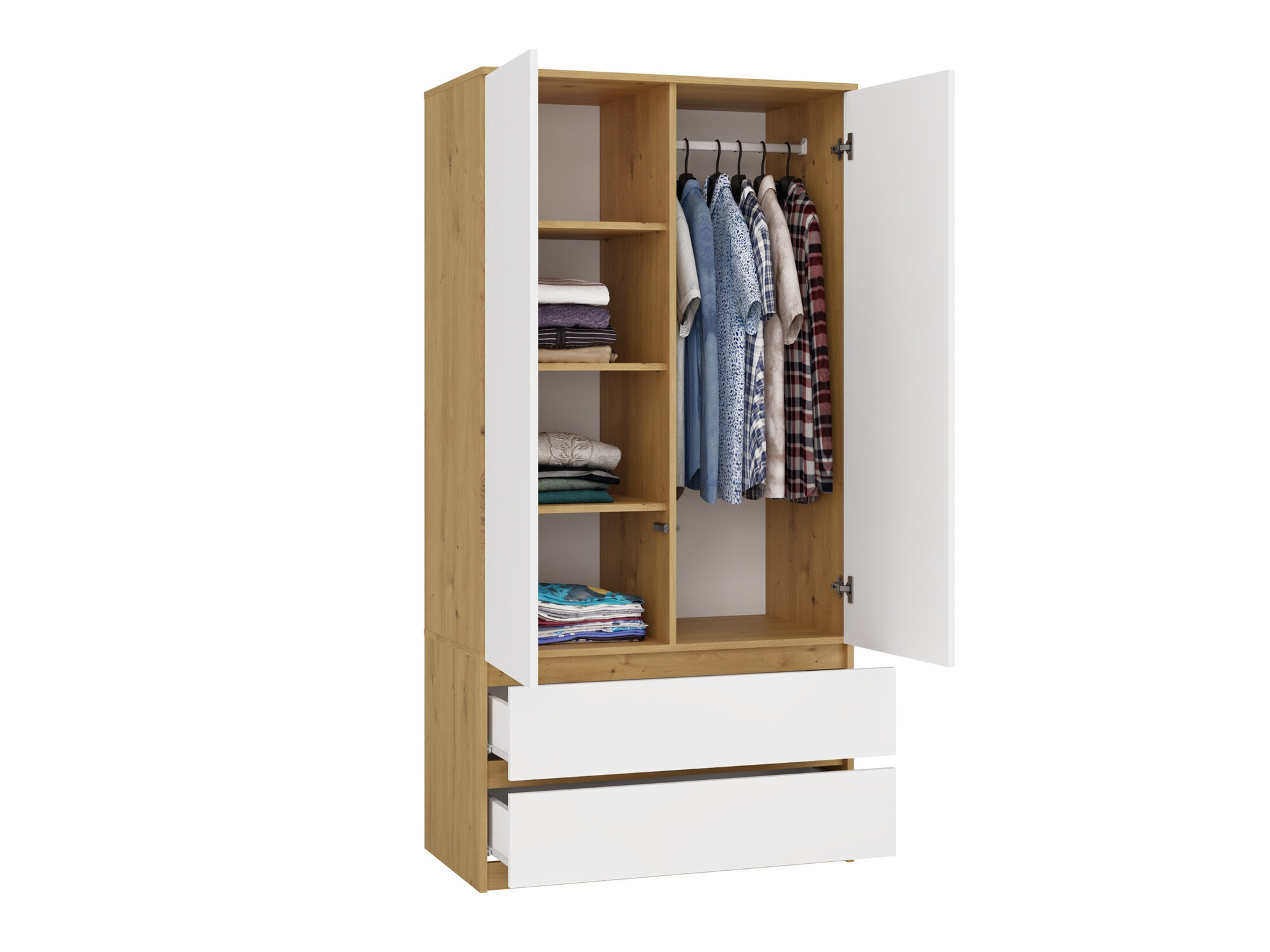 Armadio Elbvelu 116 (Rovere Artisan + Bianco)