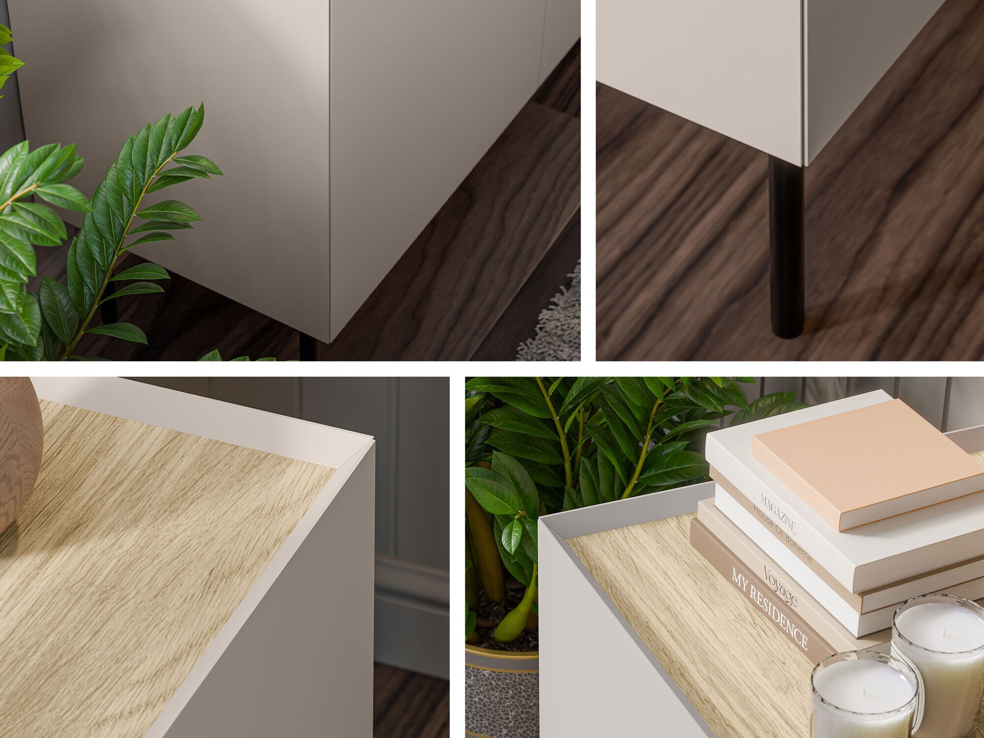 Parete attrezzata Melbela 109 (Cachemire + Quercia)