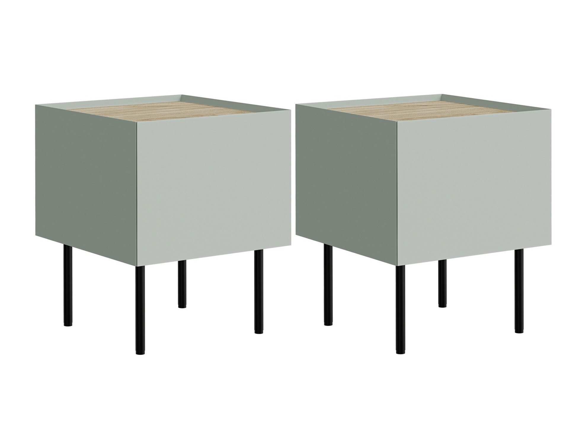 Set di comodini Melbela 108 (Verde oliva chiaro tree + Quercia)