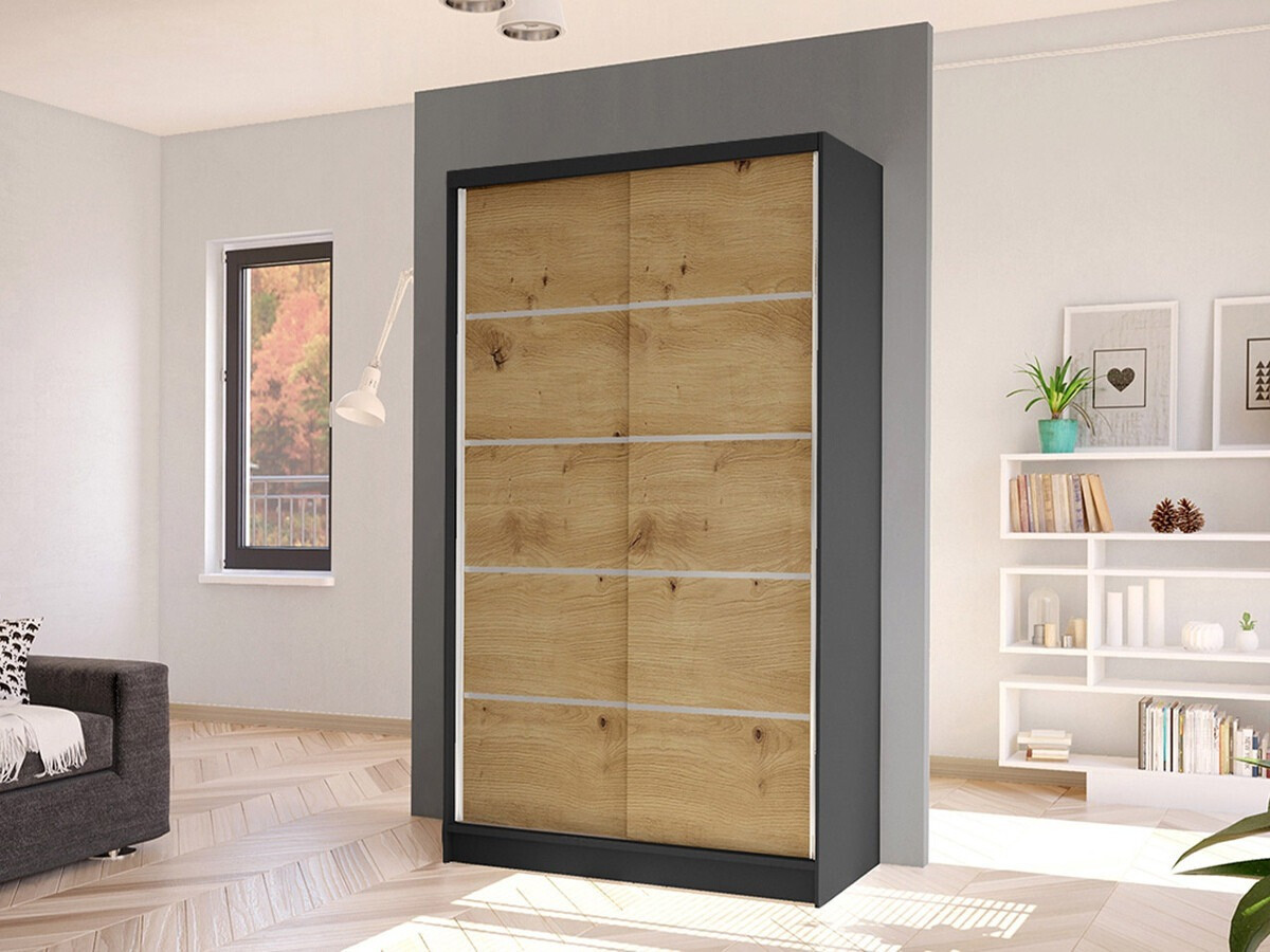 Armadio Closico Fractor IV (Nero + Rovere Artisan)