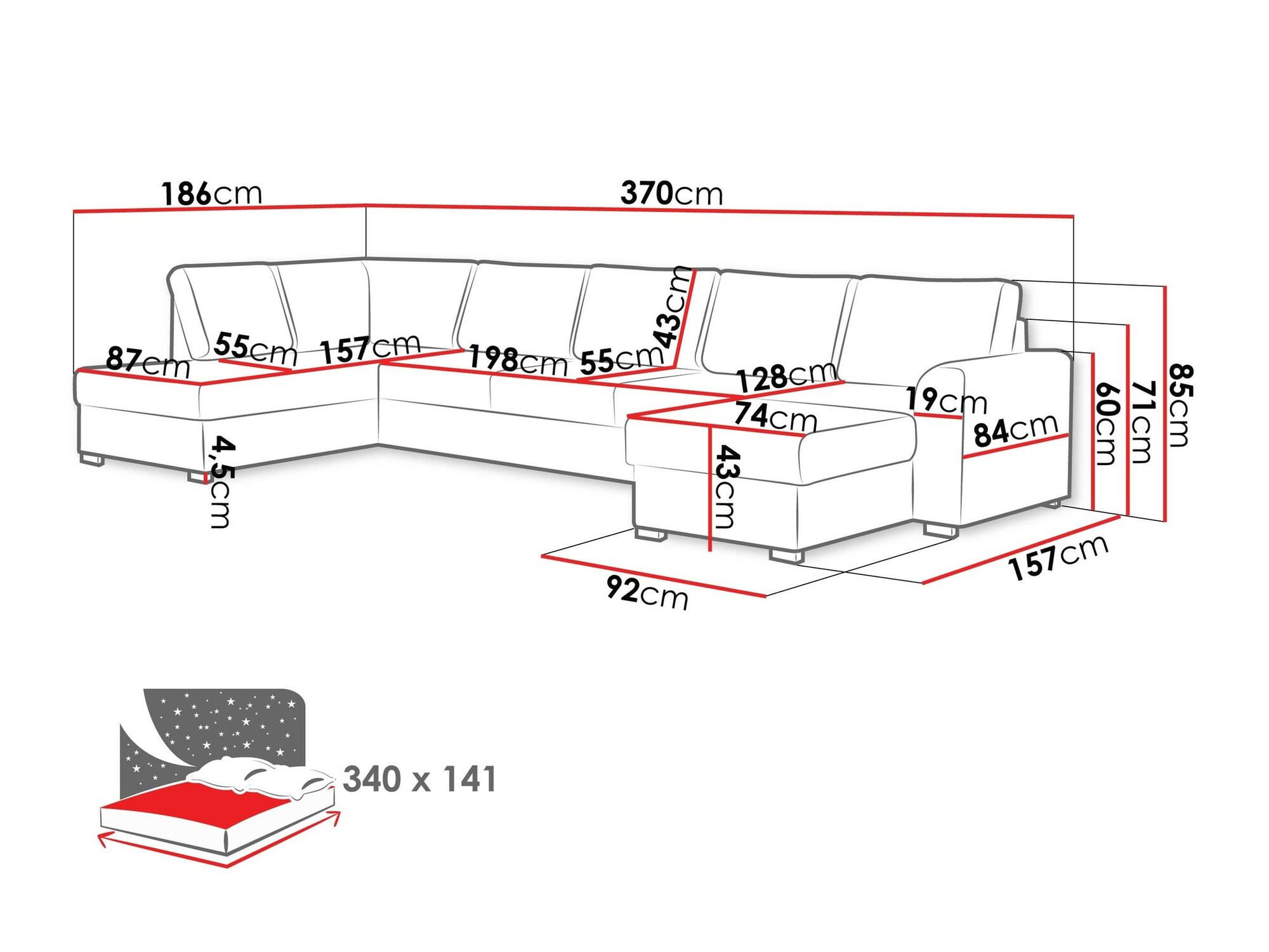 Divano angolare Comfivo Flumen I (Soft 017 + Lux 06)