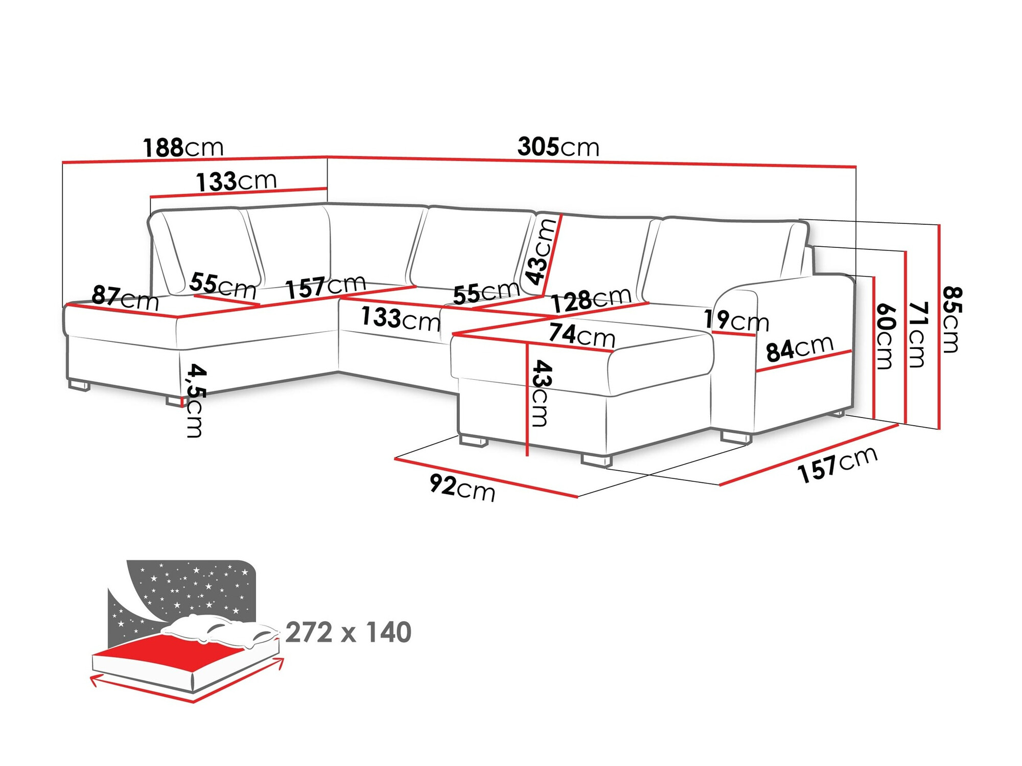 Divano angolare Comfivo Flumen (Magic Velvet 2216 + Magic Velvet 2216-P137)