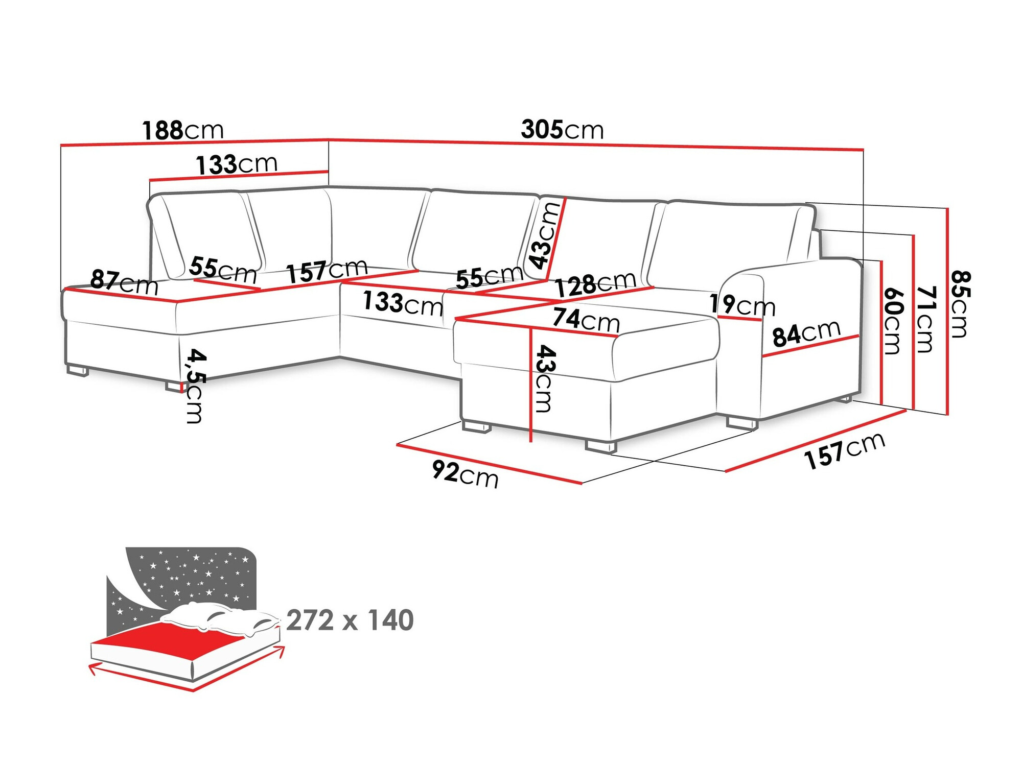 Divano angolare Comfivo Flumen (Soft 017 + Lux 06)
