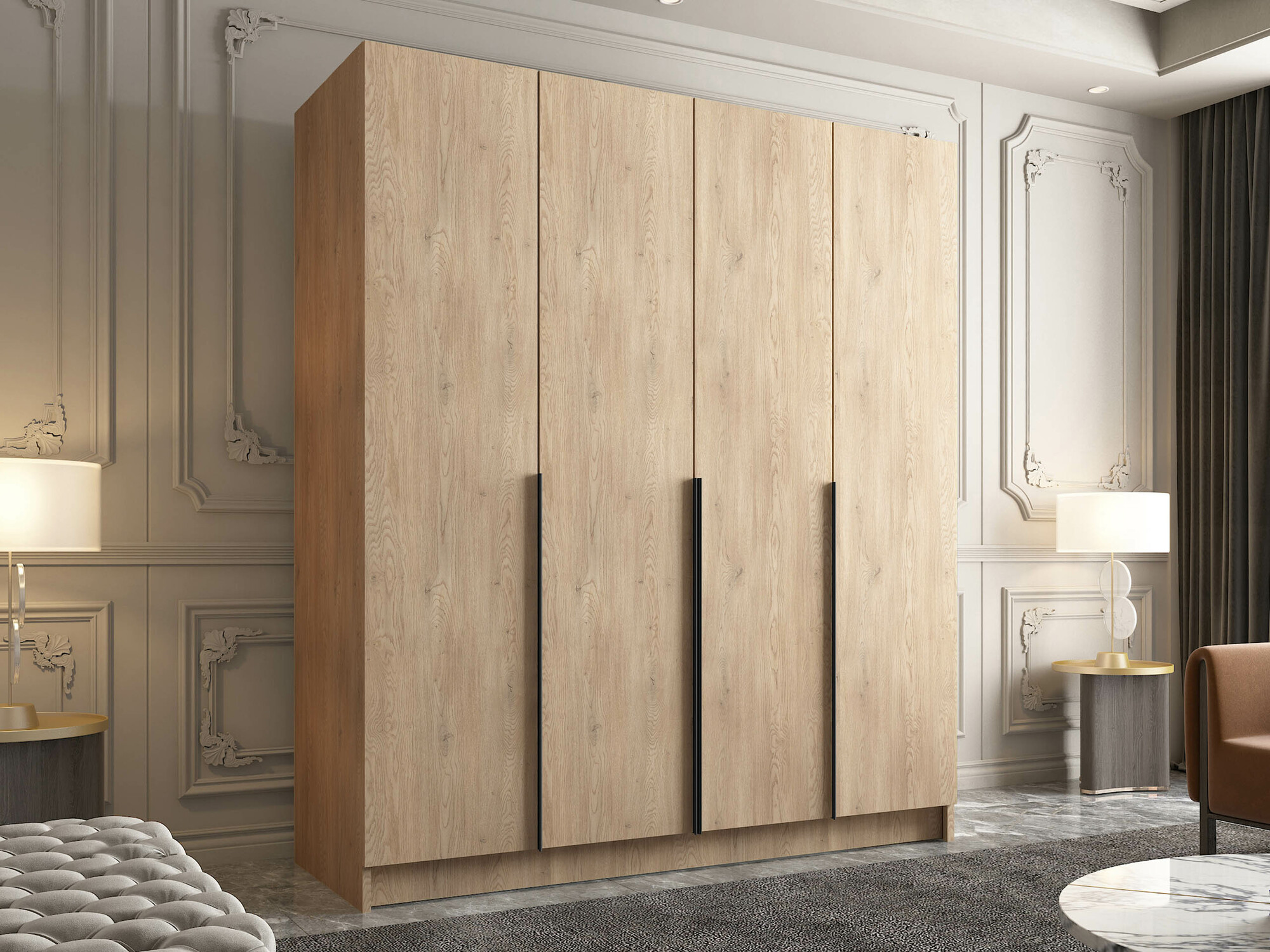 Armadio Closico Navor I (Luminoso legno + Nero)