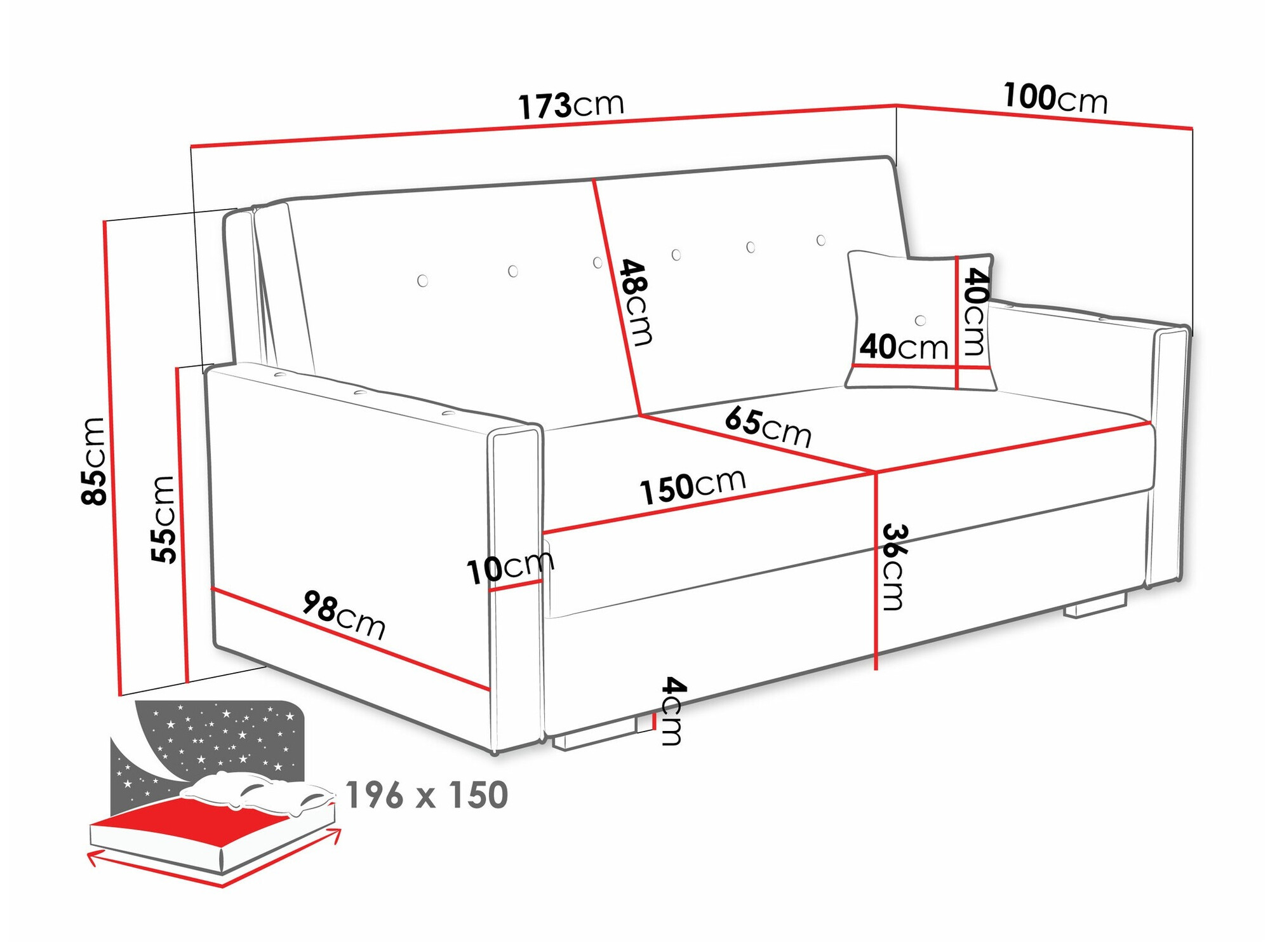 Divano letto Caelrin IV (Coral 15)