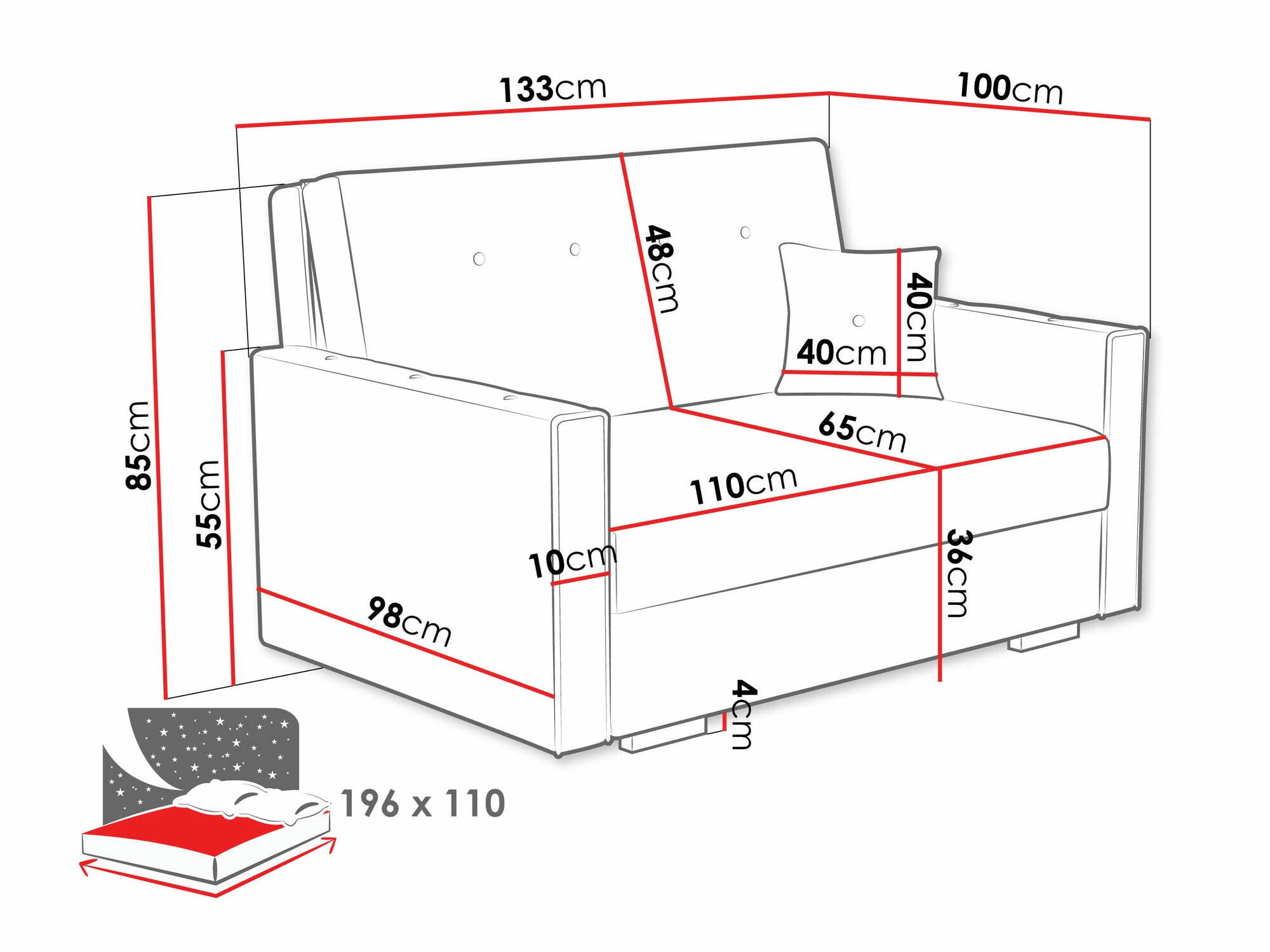 Divano letto Caelrin II (Coral 15)