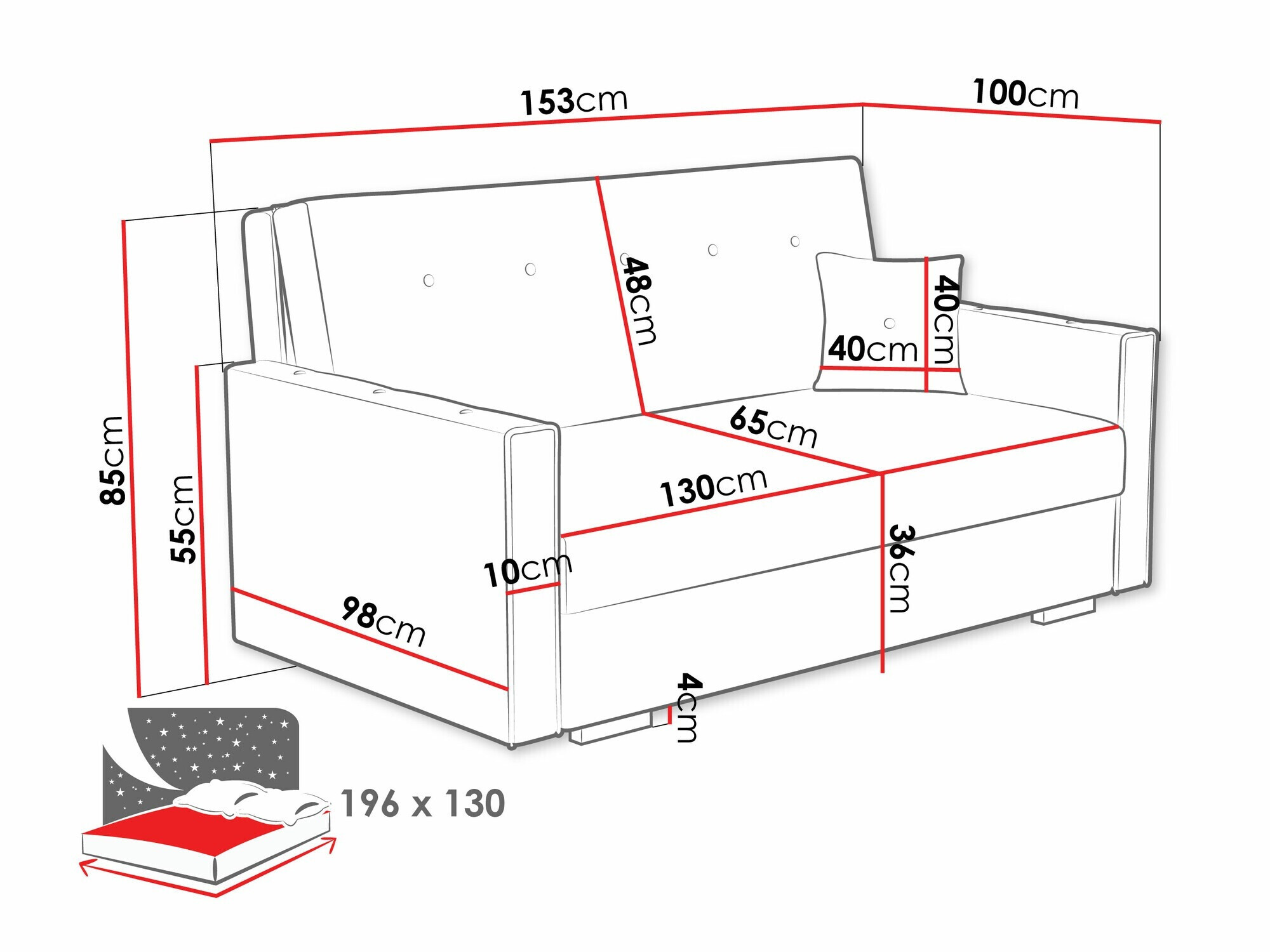 Divano letto Caelrin III (Coral 75)