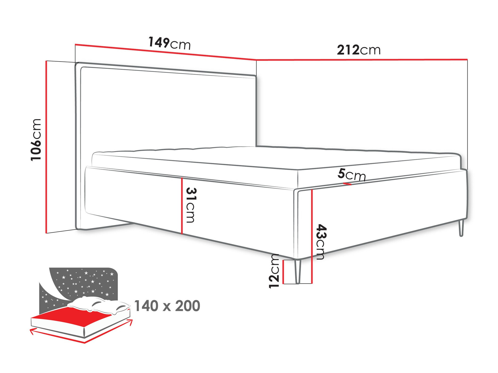 Letto ComfiDream Liruna (Poso 100)