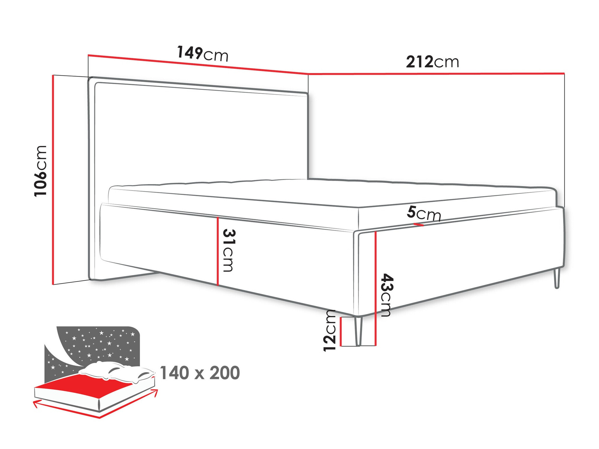 Letto ComfiDream Liruna (Poso 110)