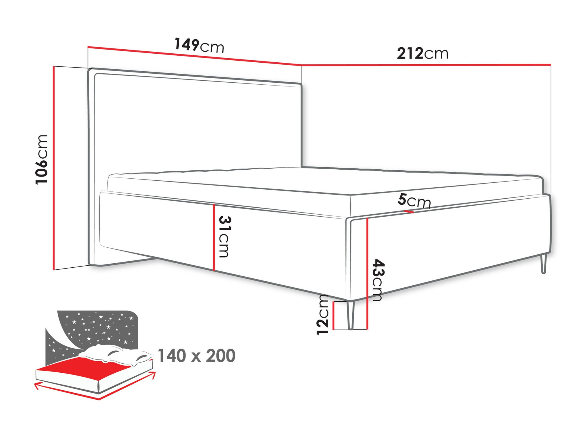 Letto ComfiDream Liruna (Poso 135)