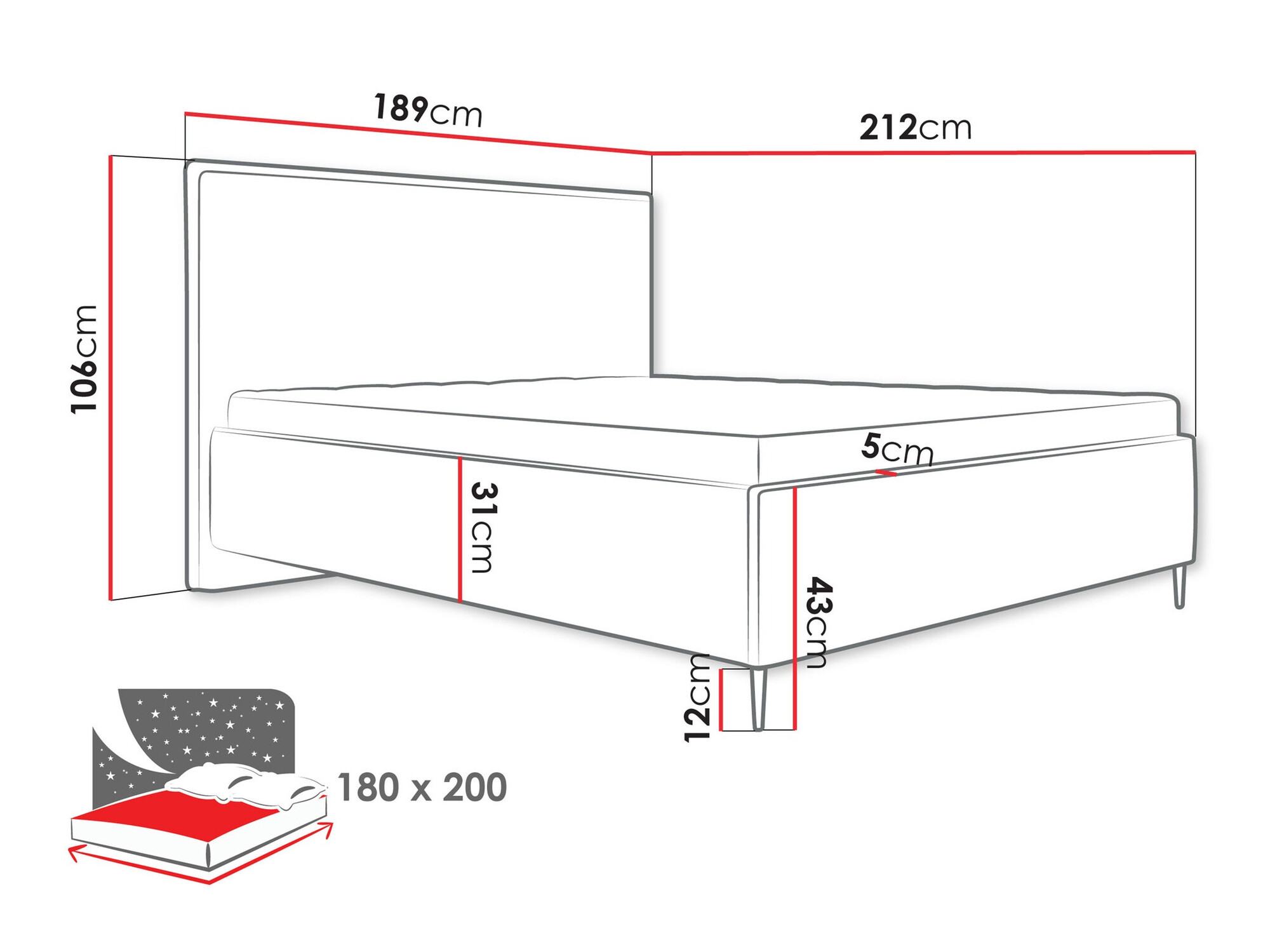 Letto ComfiDream Liruna (Poso 135)