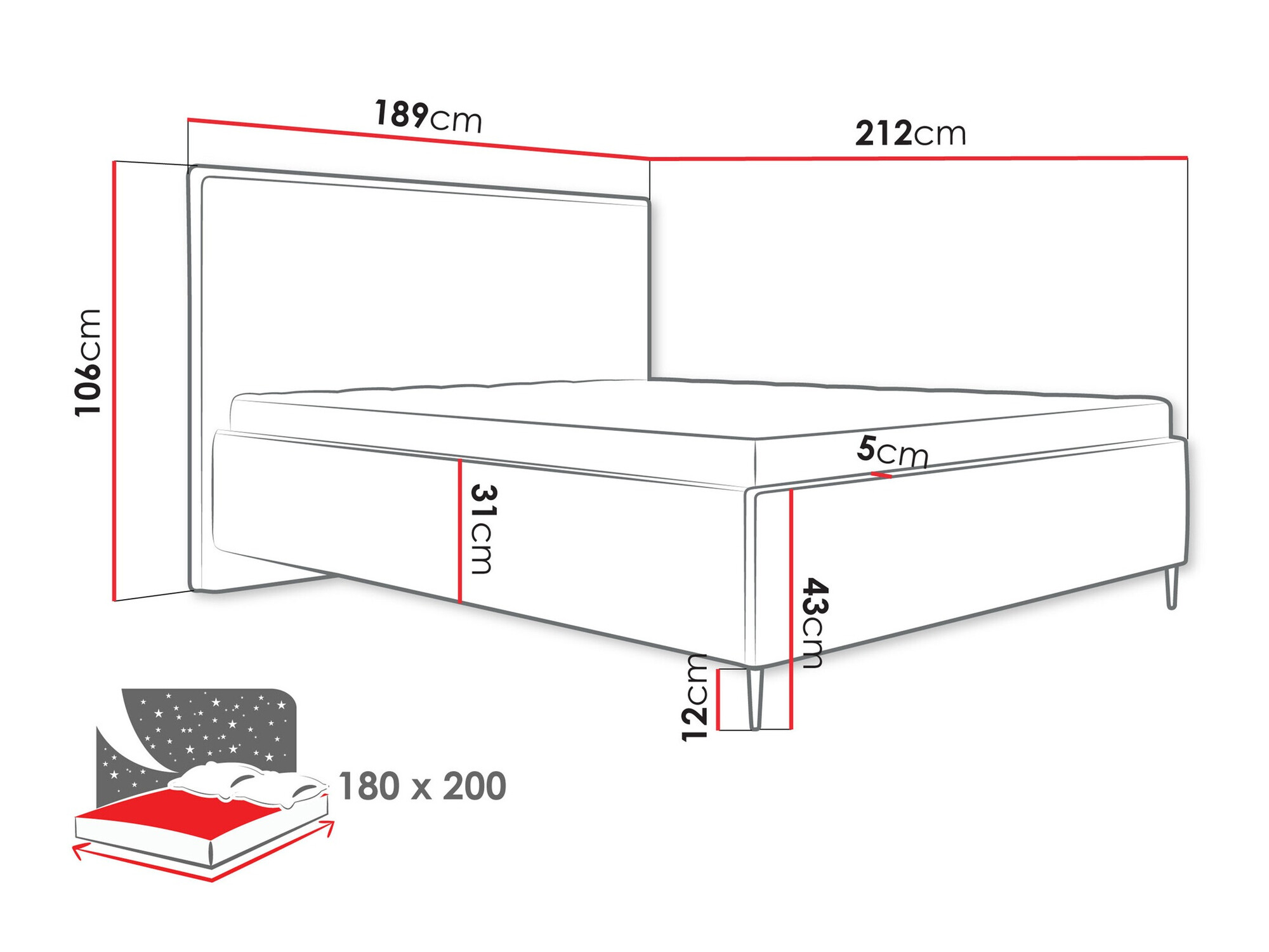 Letto ComfiDream Liruna (Poso 14)